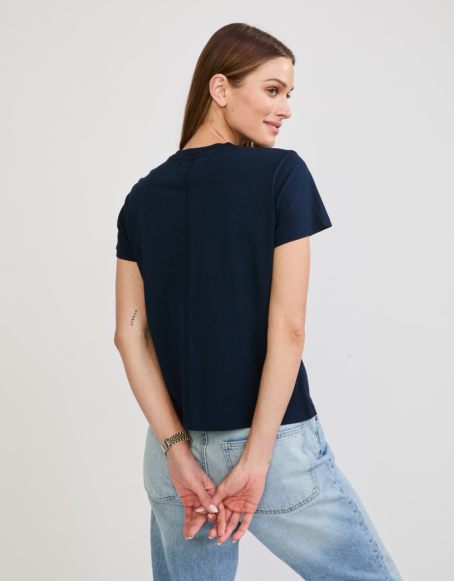 Charlotte Crew Neck Tee - Navy