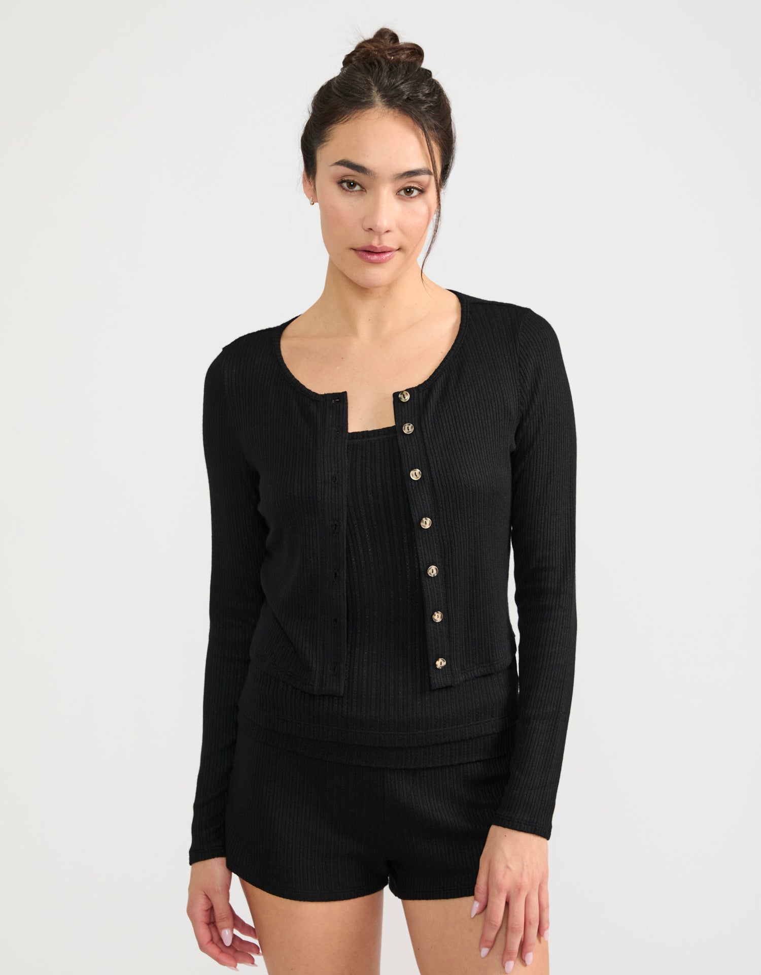 Topanga Pointelle Cardigan - Black
