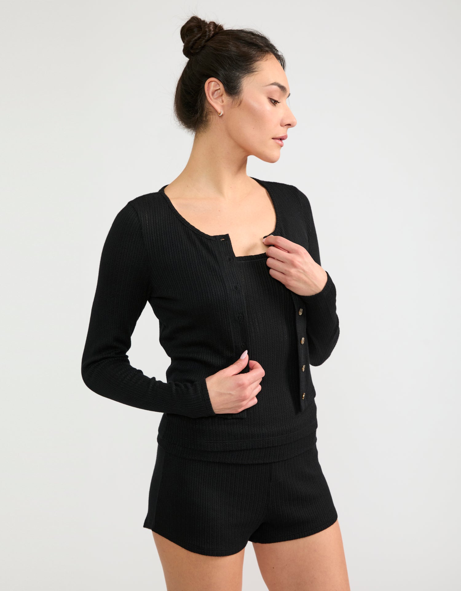 Topanga Pointelle Cardigan - Black