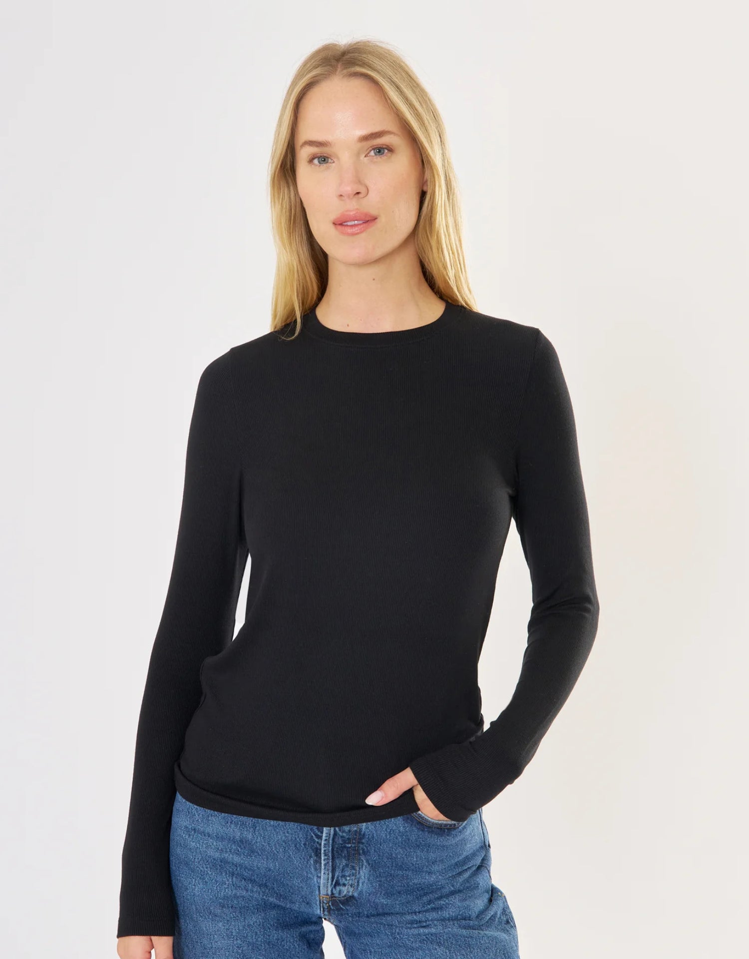 Chicago Ribbed Long Sleeve - Black