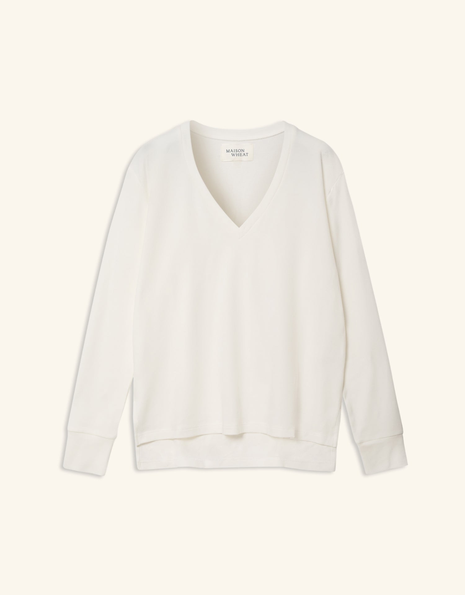 Houston Long Sleeve V Neck - White