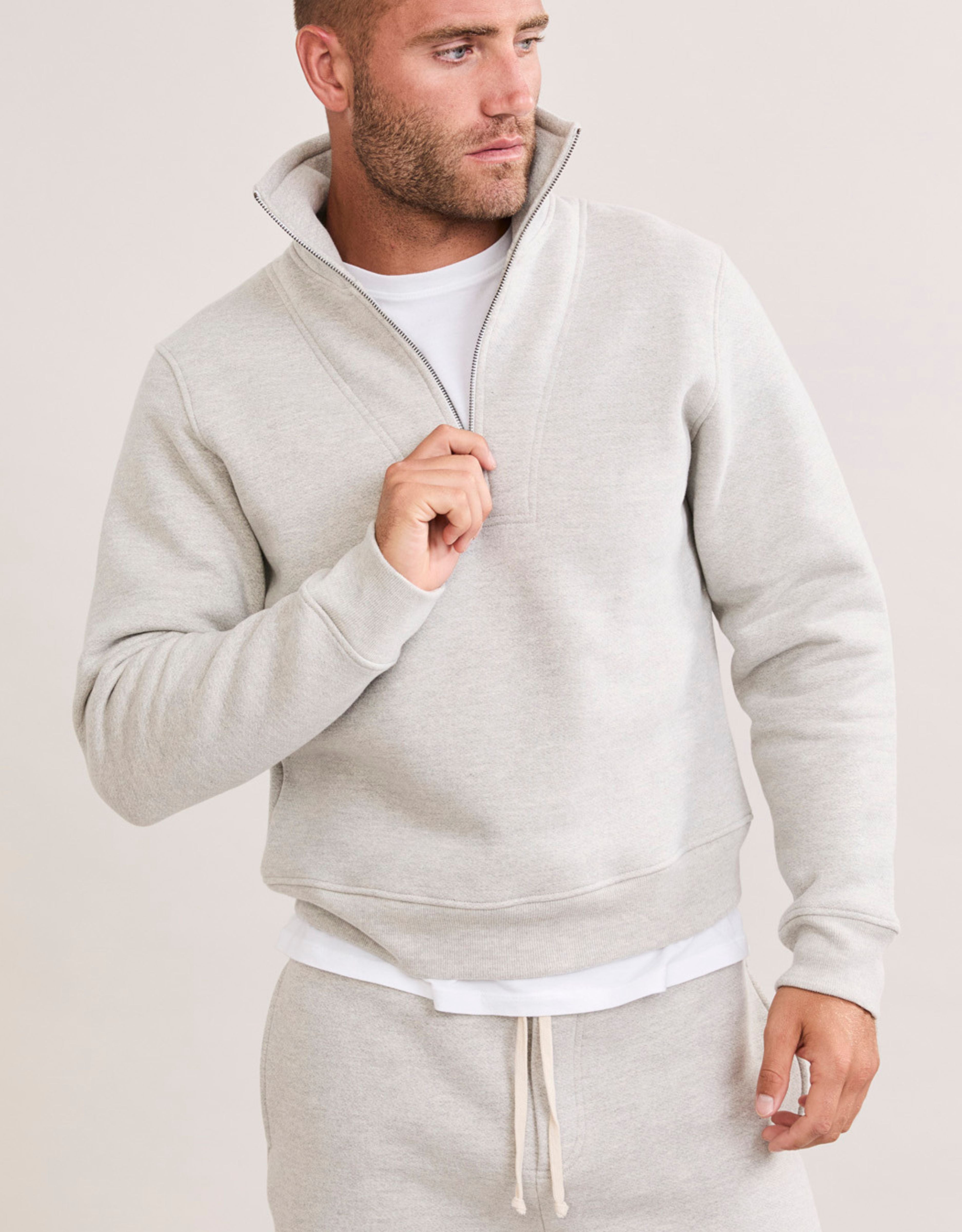 Oxford Unisex Quarter Zip - Heather Grey