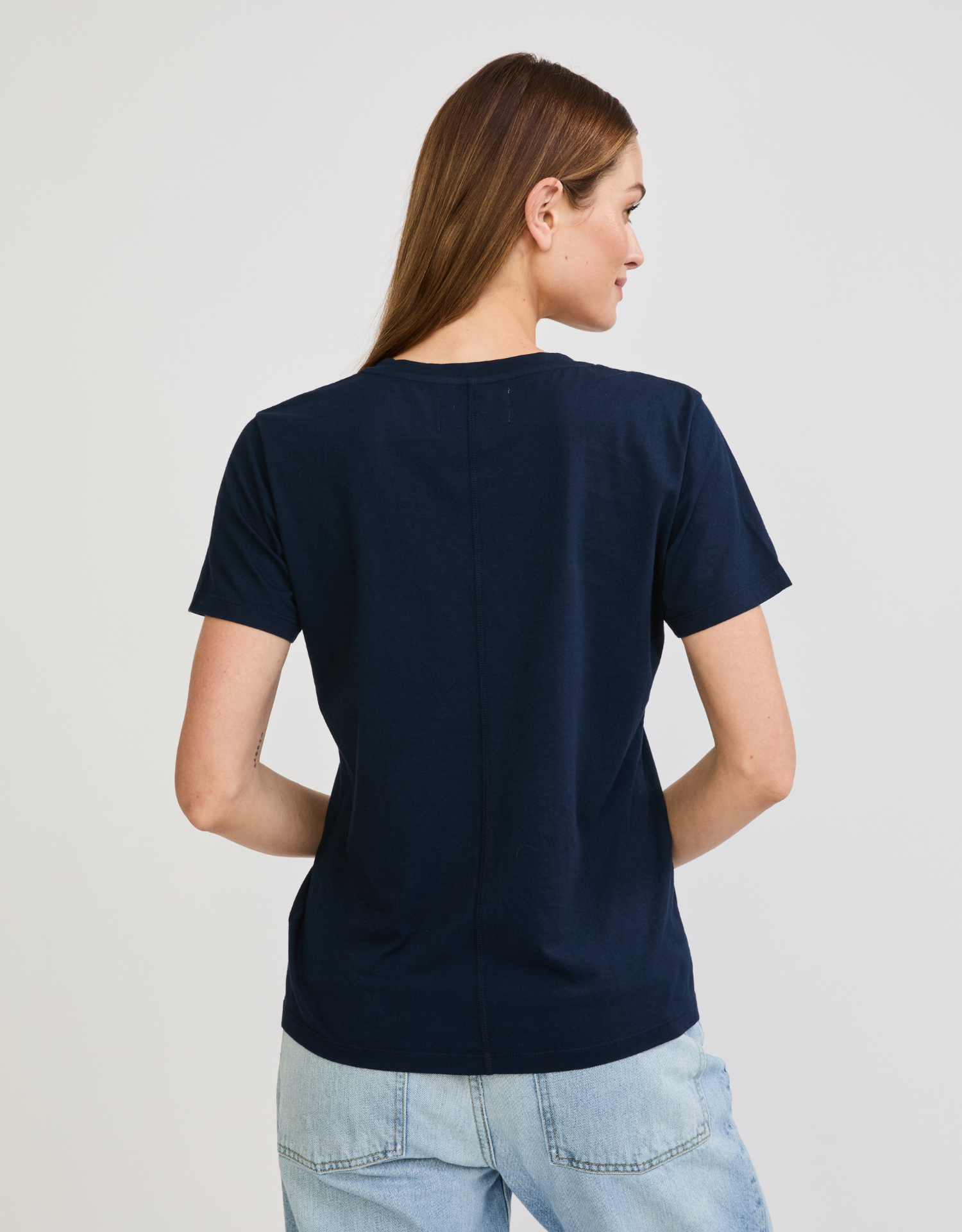 Charleston V Neck Tee - Navy