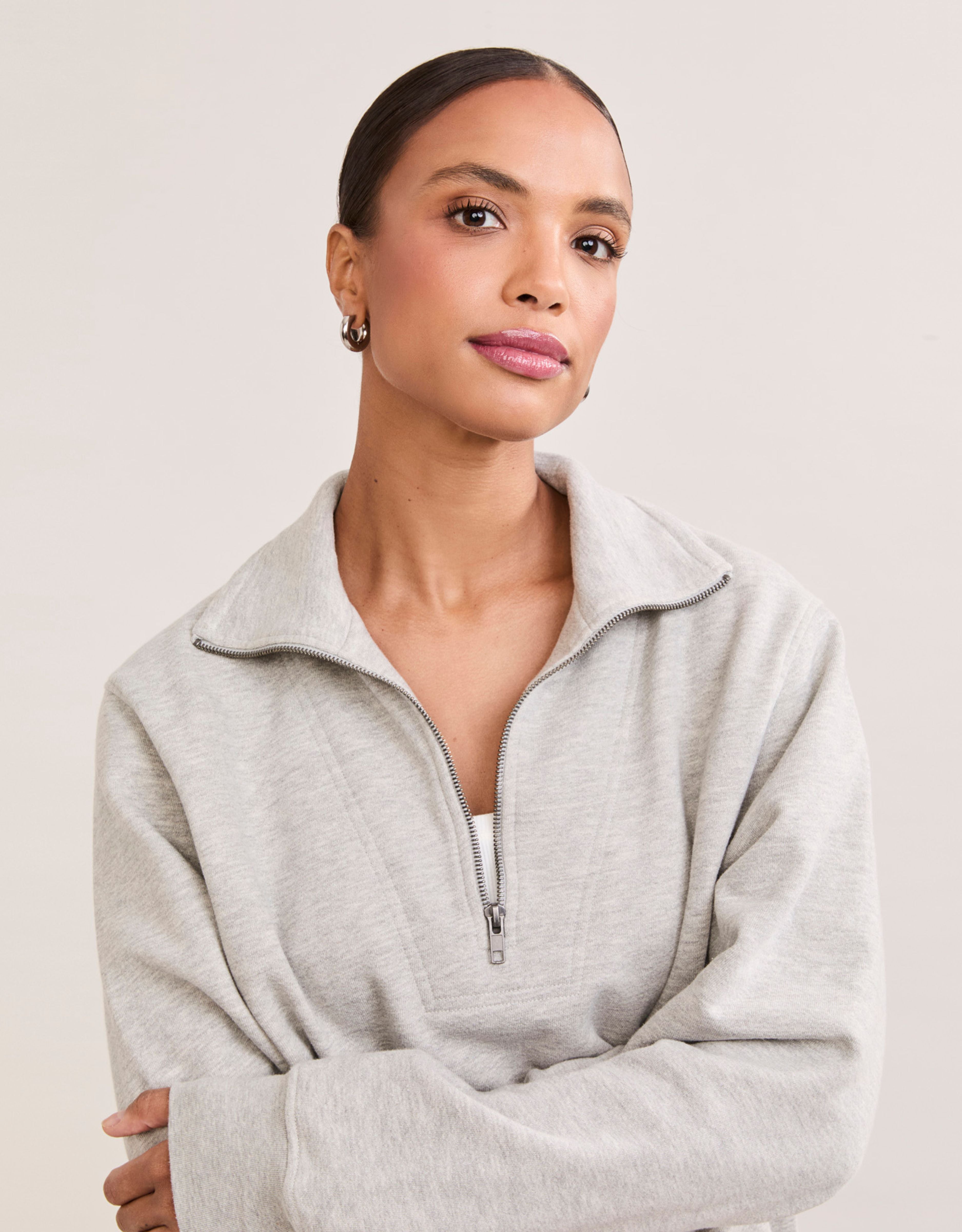 Oxford Unisex Quarter Zip - Heather Grey