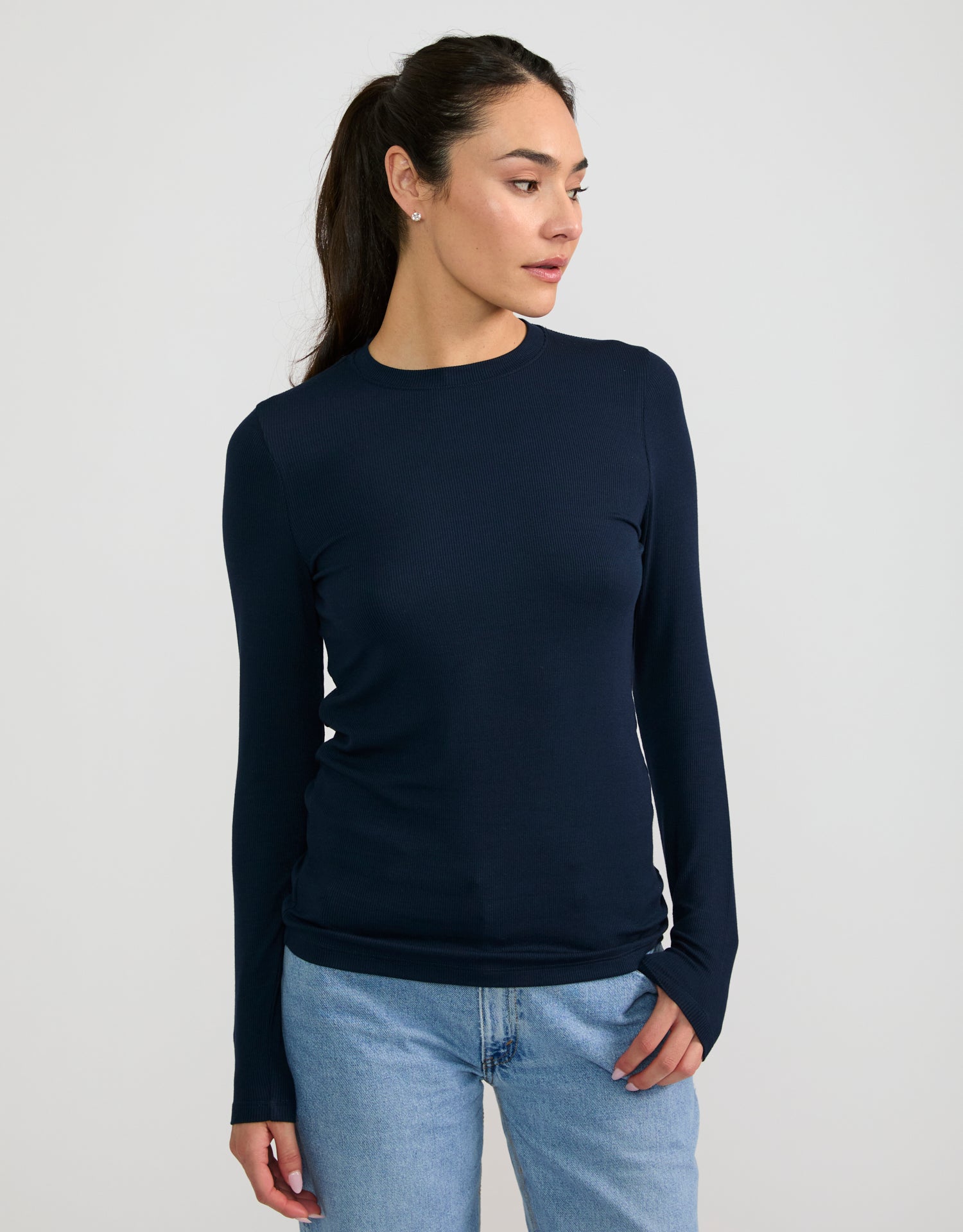 Chicago Ribbed Long Sleeve - Navy
