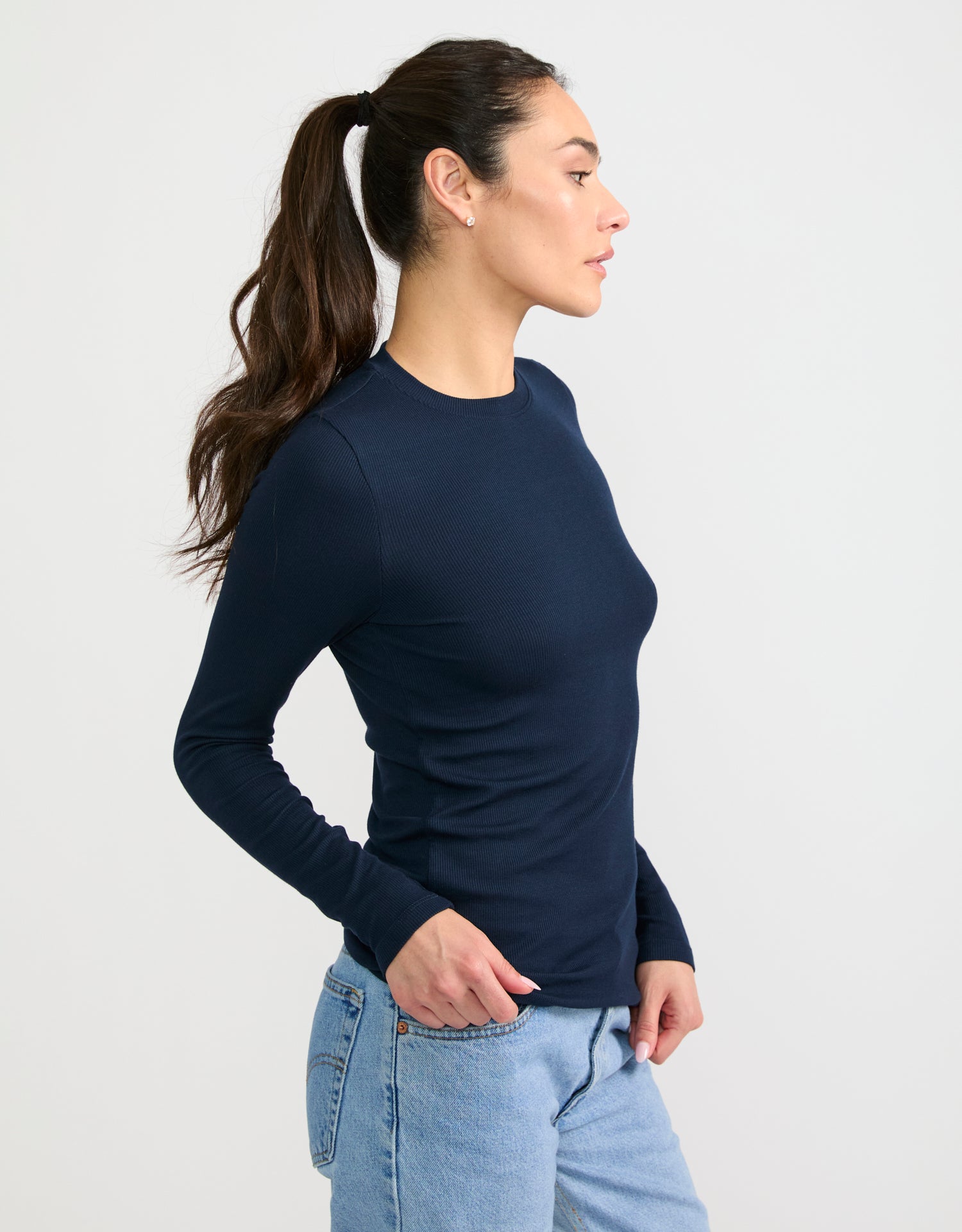 Chicago Ribbed Long Sleeve - Navy