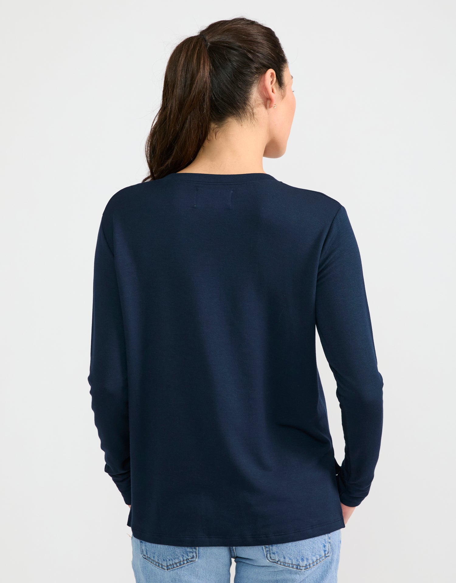 Houston Long Sleeve V Neck - Navy