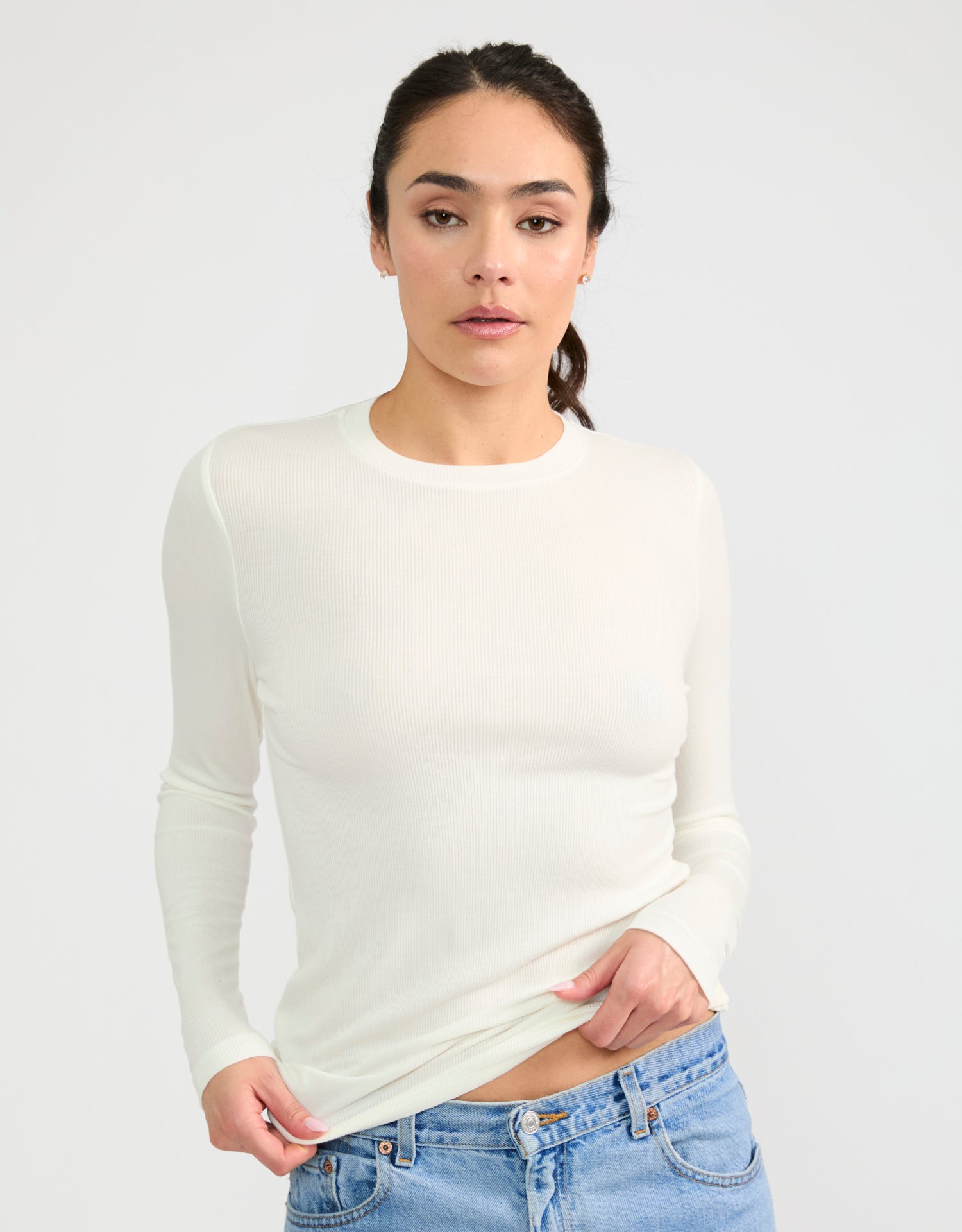 Chicago Ribbed Long Sleeve - White