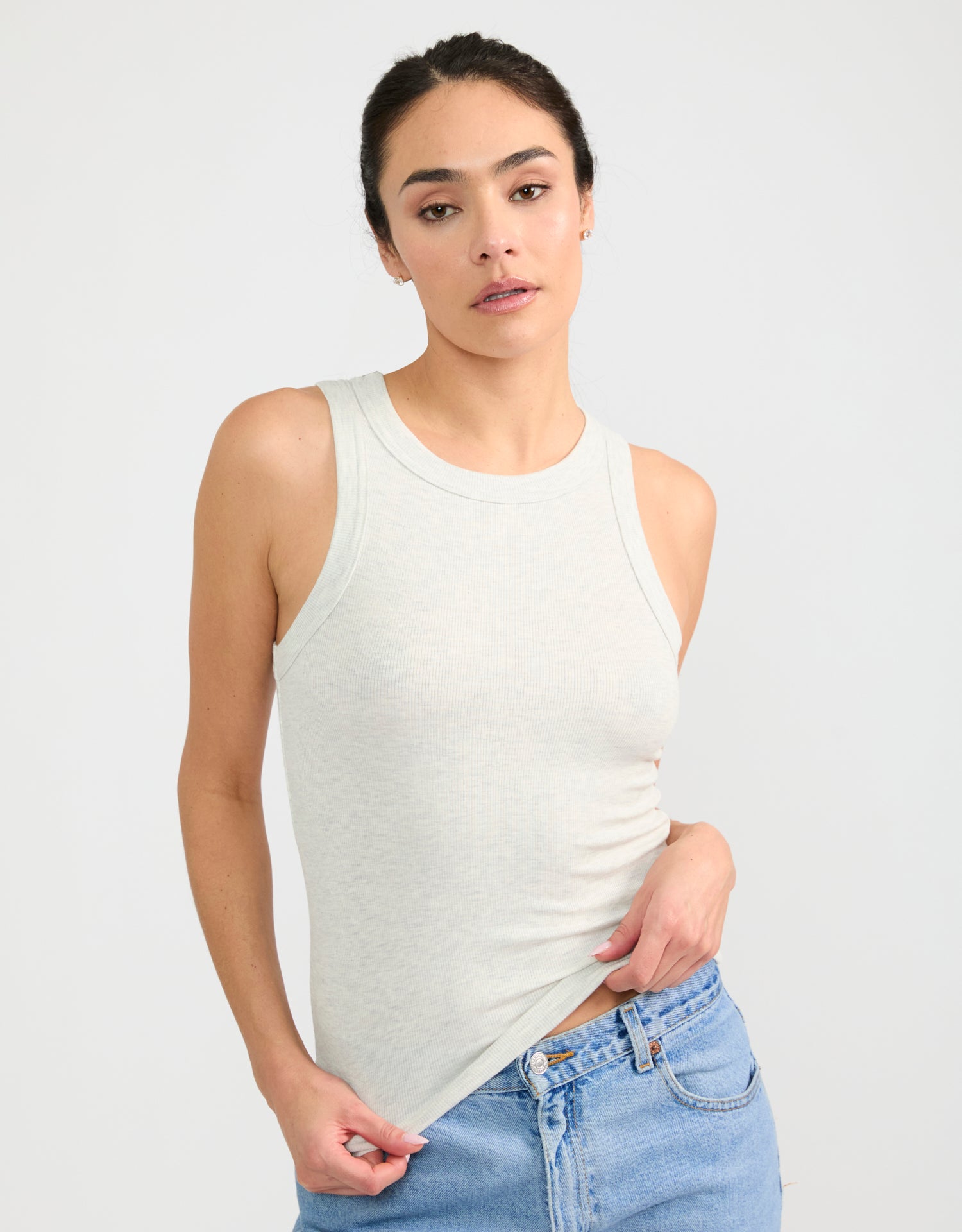 Knoxville Ribbed Tank - Heather Ash