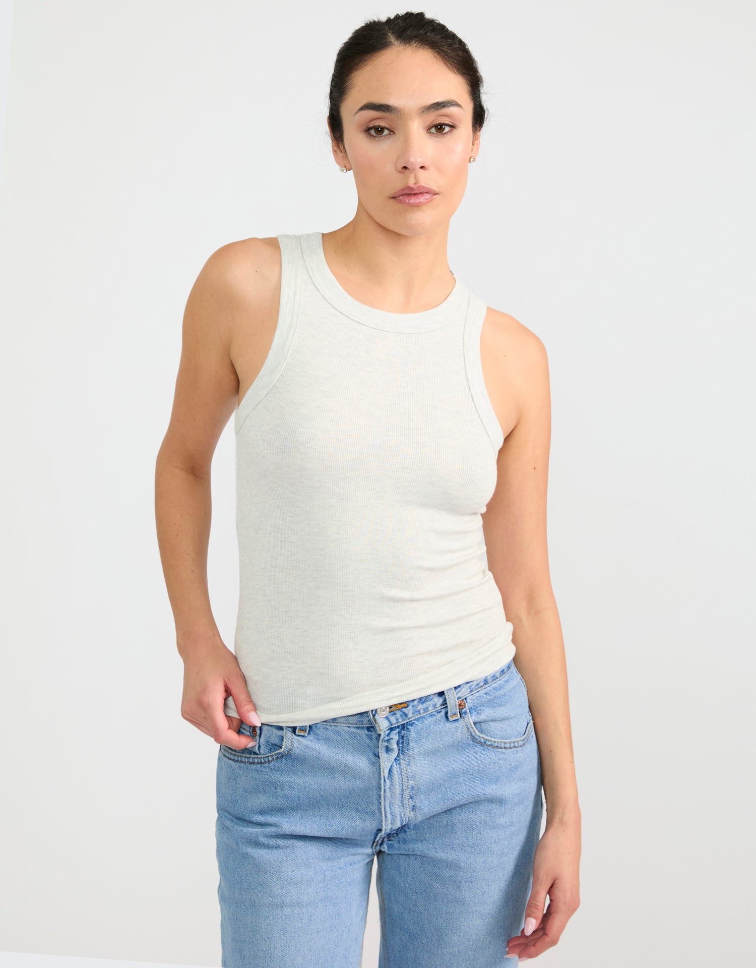 Knoxville Ribbed Tank - Heather Ash