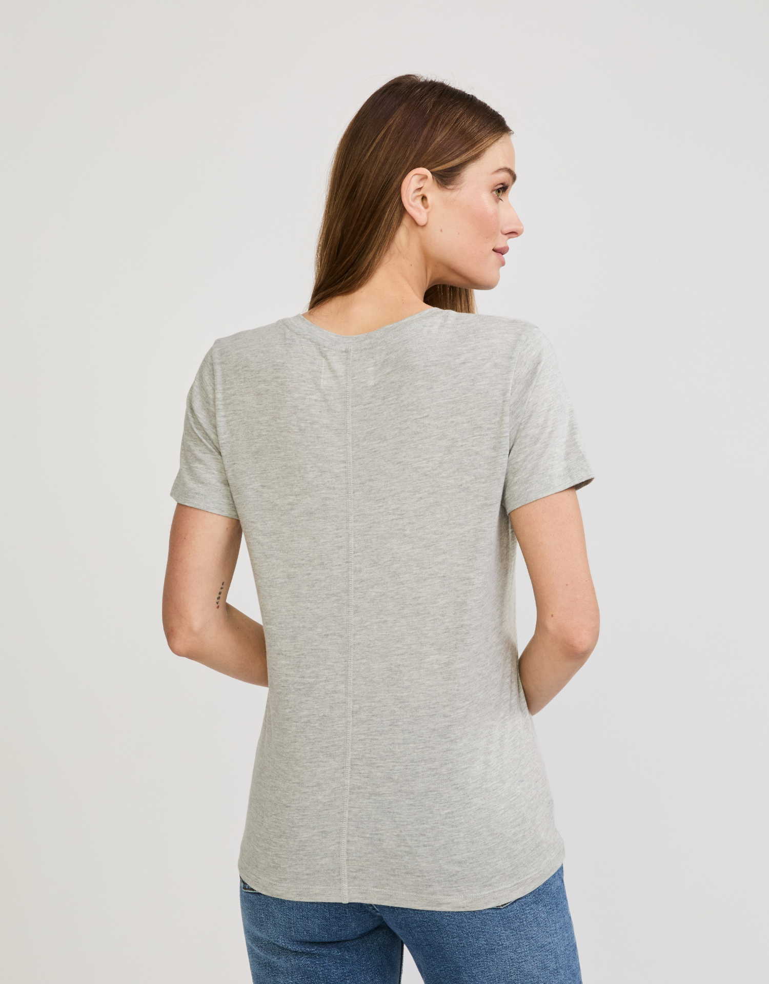 Charleston V Neck Tee - Heather Grey