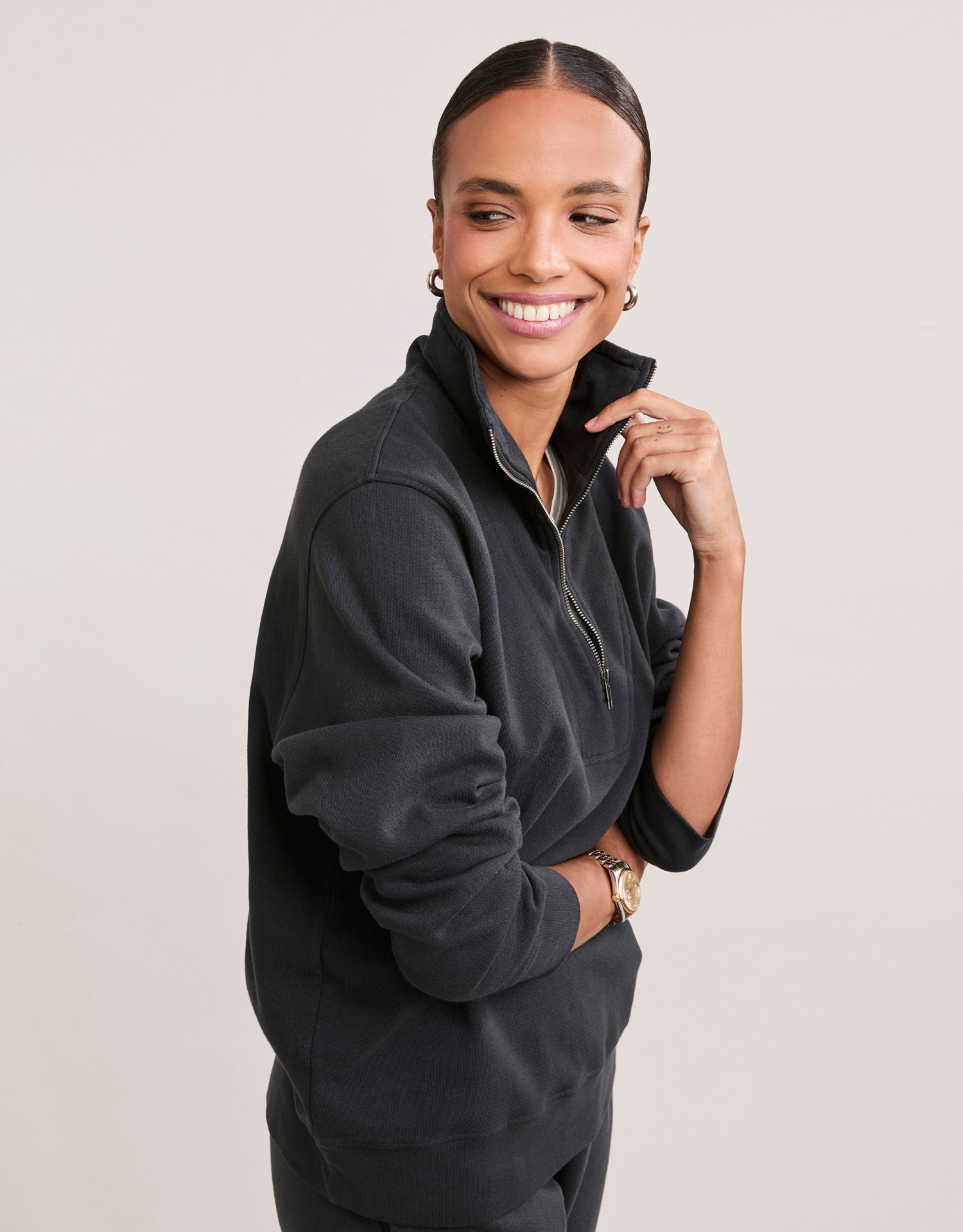 Oxford Unisex Quarter Zip - Washed Black