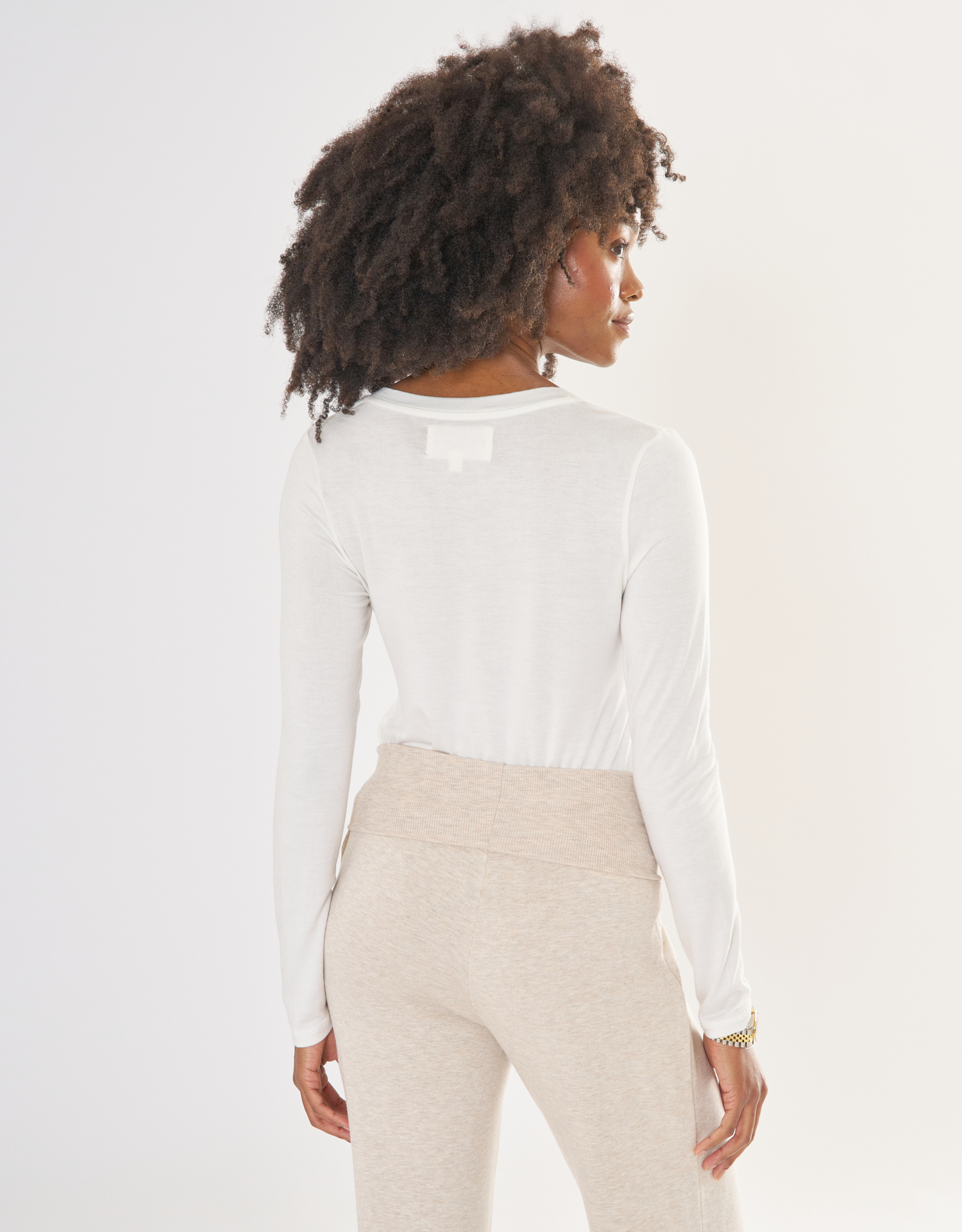 Memphis Long Sleeve V Neck Tee - White