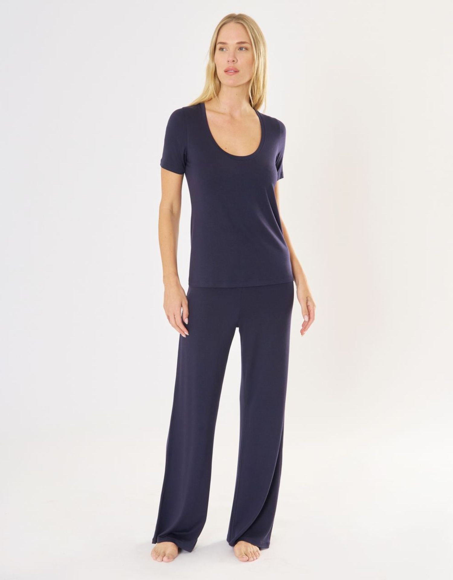 Boston Scoop Neck Tee - Navy