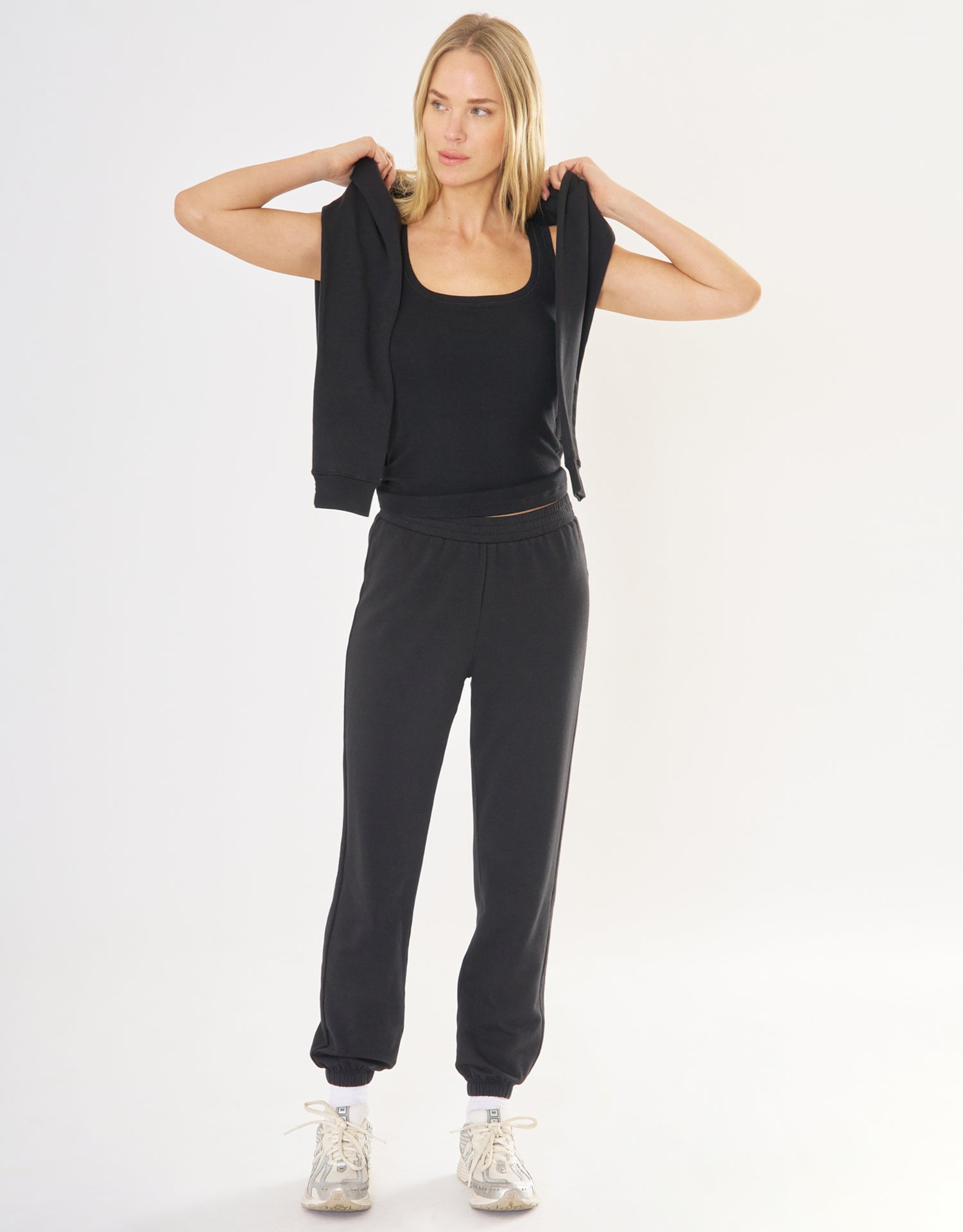 Franklin Ribbed Square Neck Tank - Black