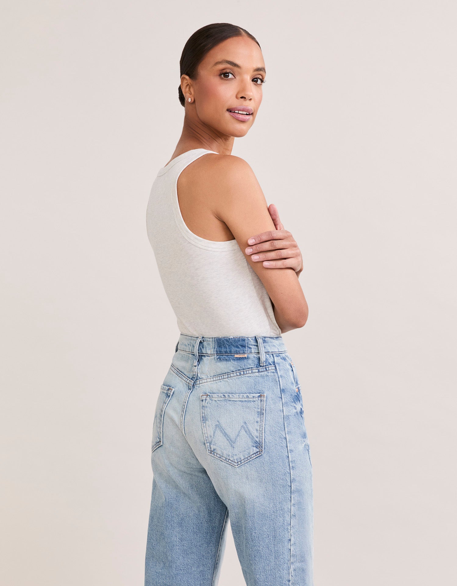 Augusta Ribbed V Neck Tank - Heather Ash
