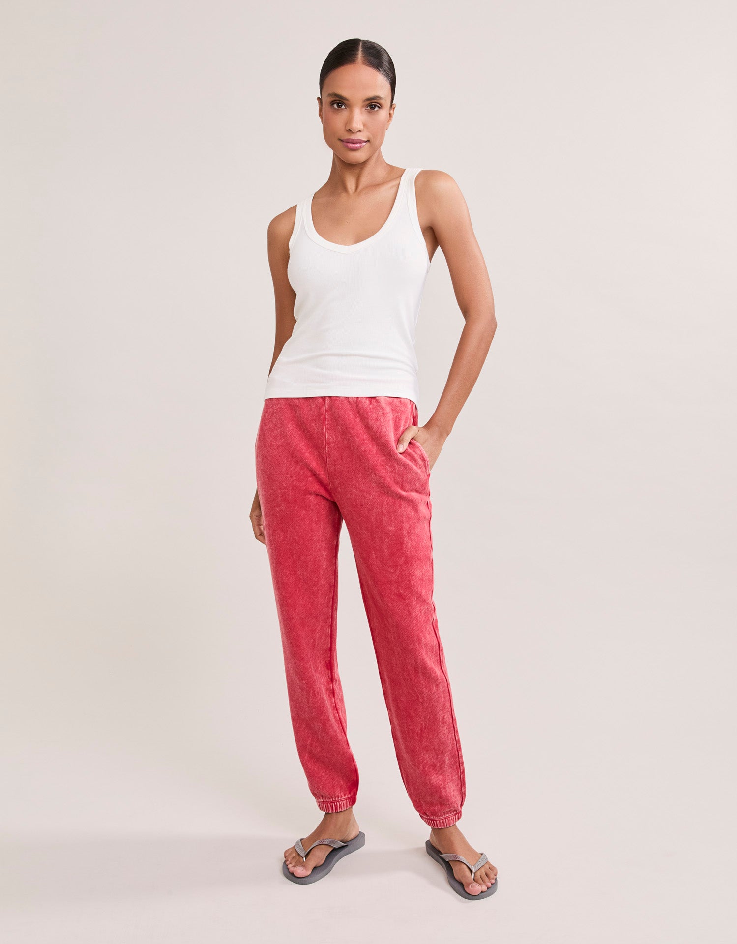 Augusta Ribbed V Neck Tank - White