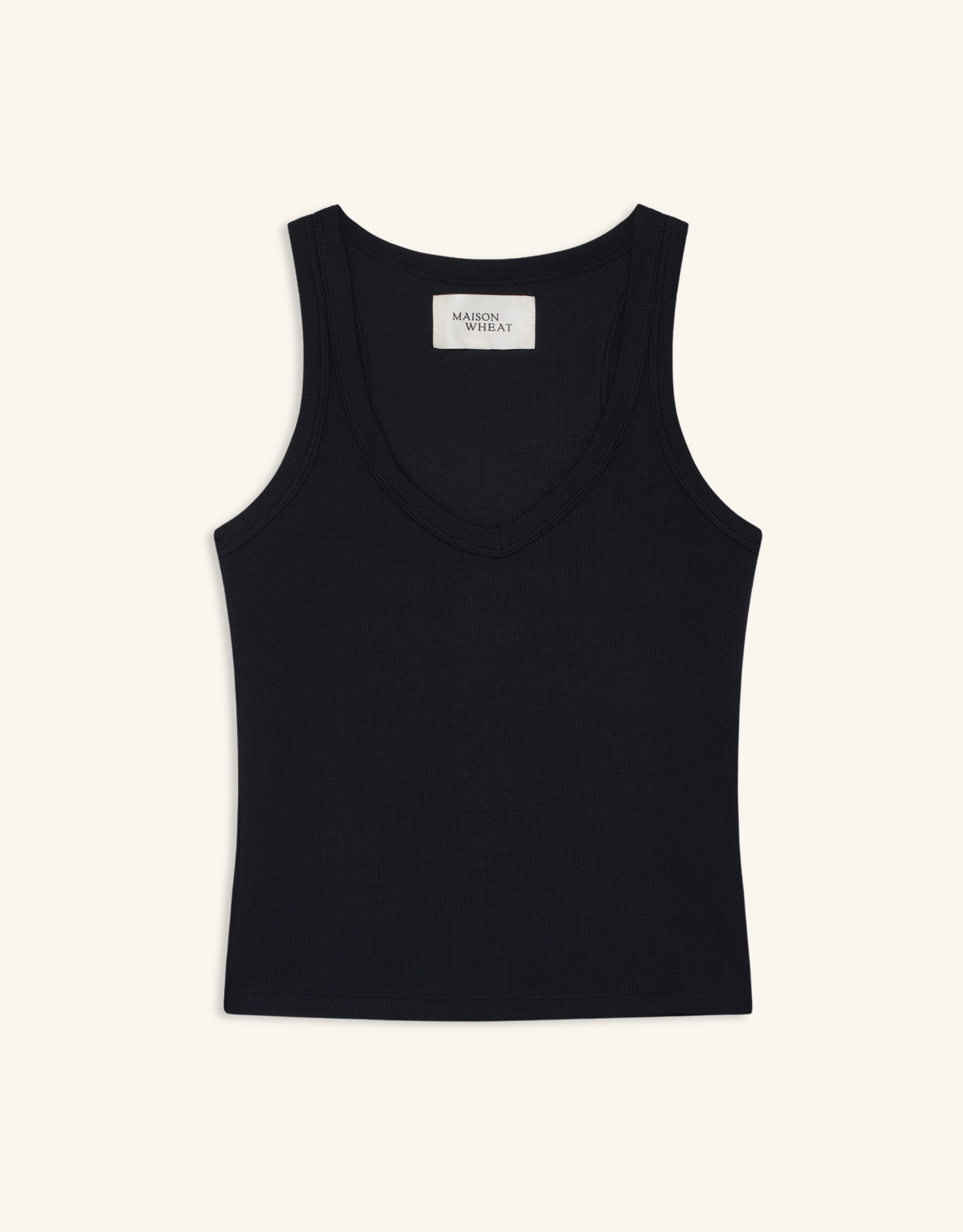 Augusta Ribbed V Neck Tank - Black