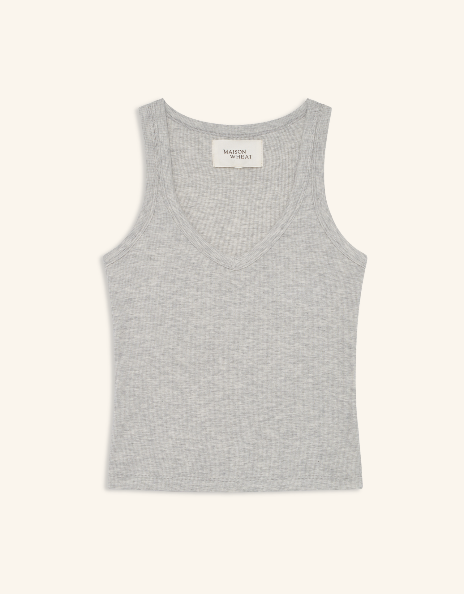 Augusta Ribbed V Neck Tank - Heather Ash