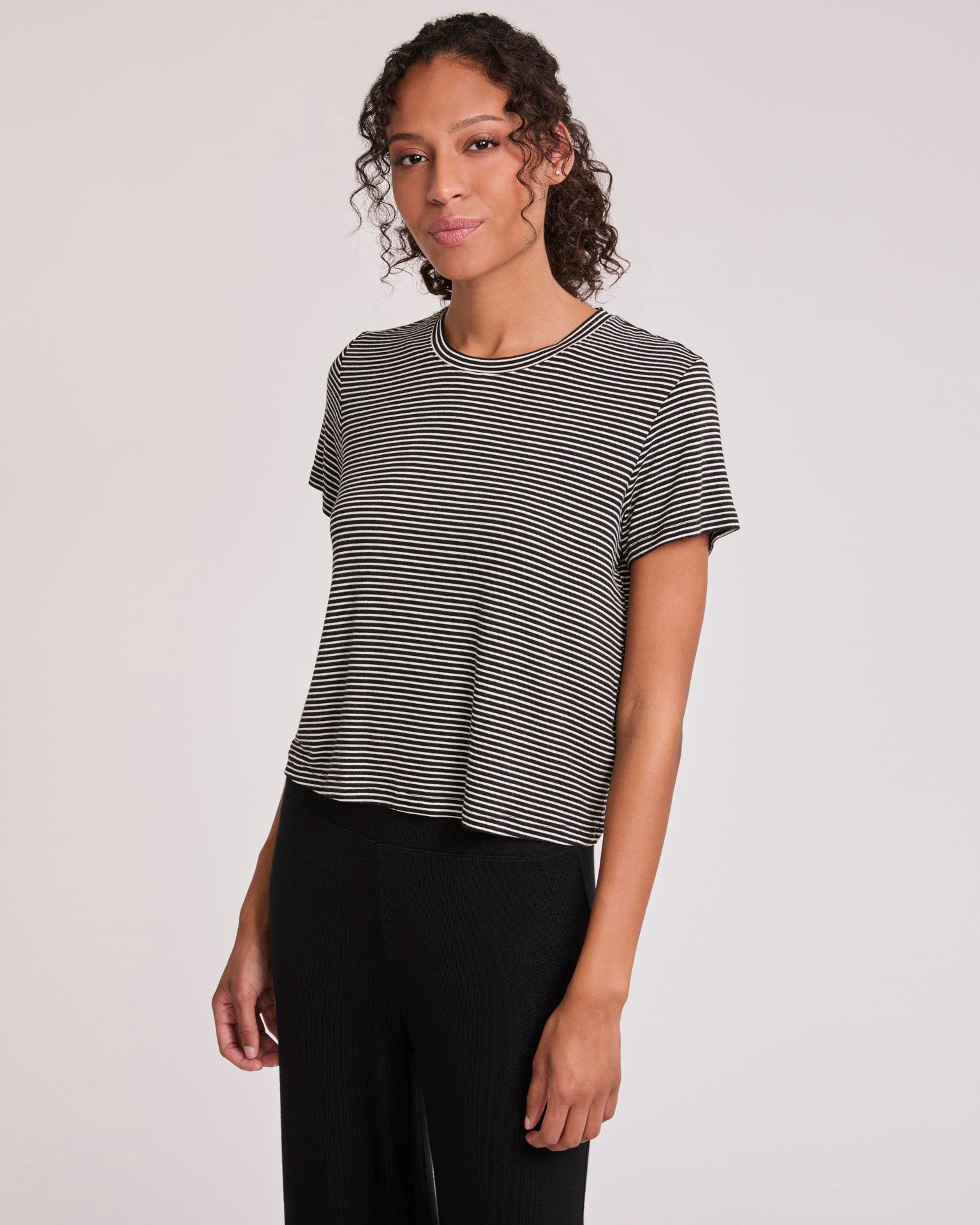 Brooklyn Tee - Black and White Stripe