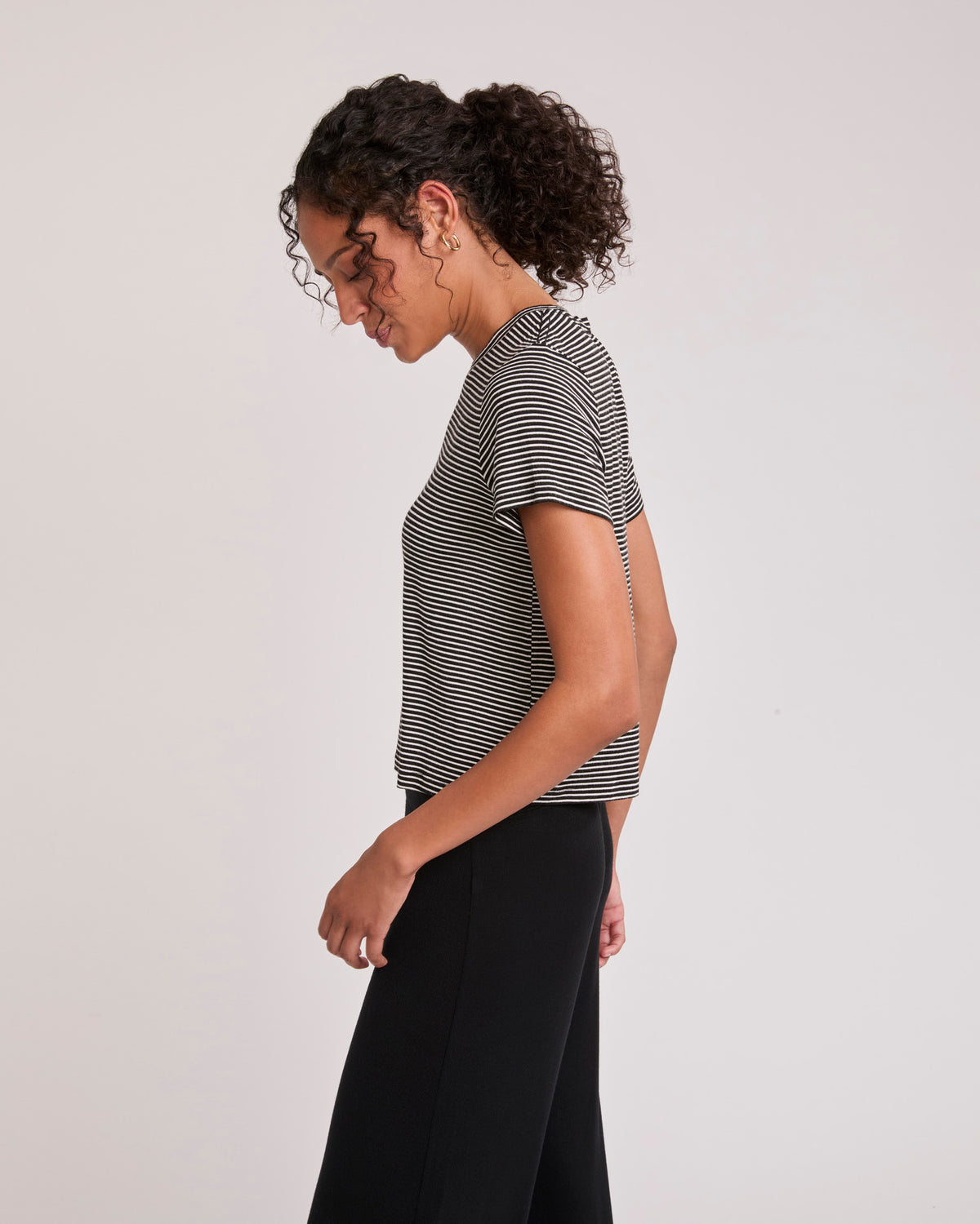 Brooklyn Tee - Black and White Stripe