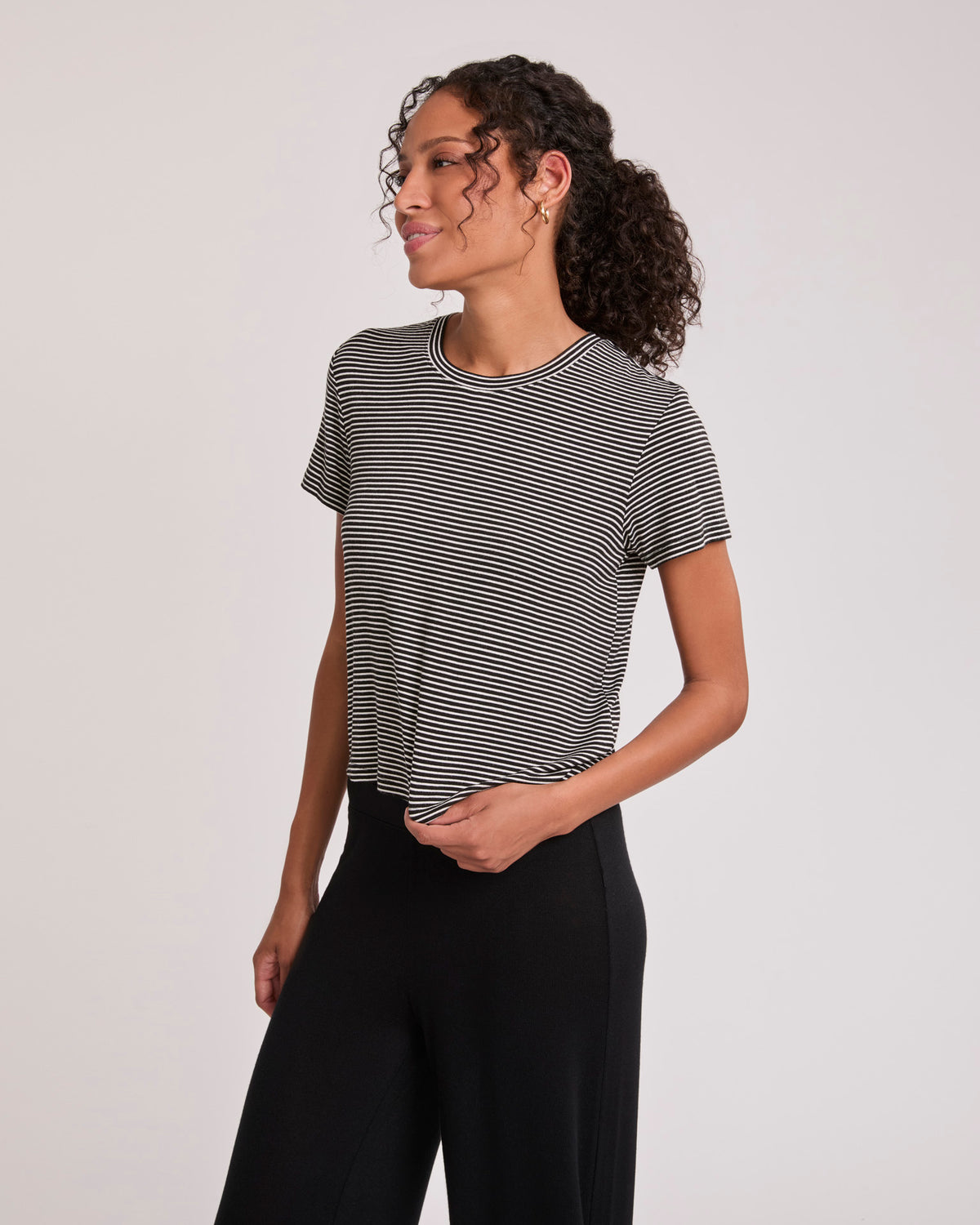 Brooklyn Tee - Black and White Stripe