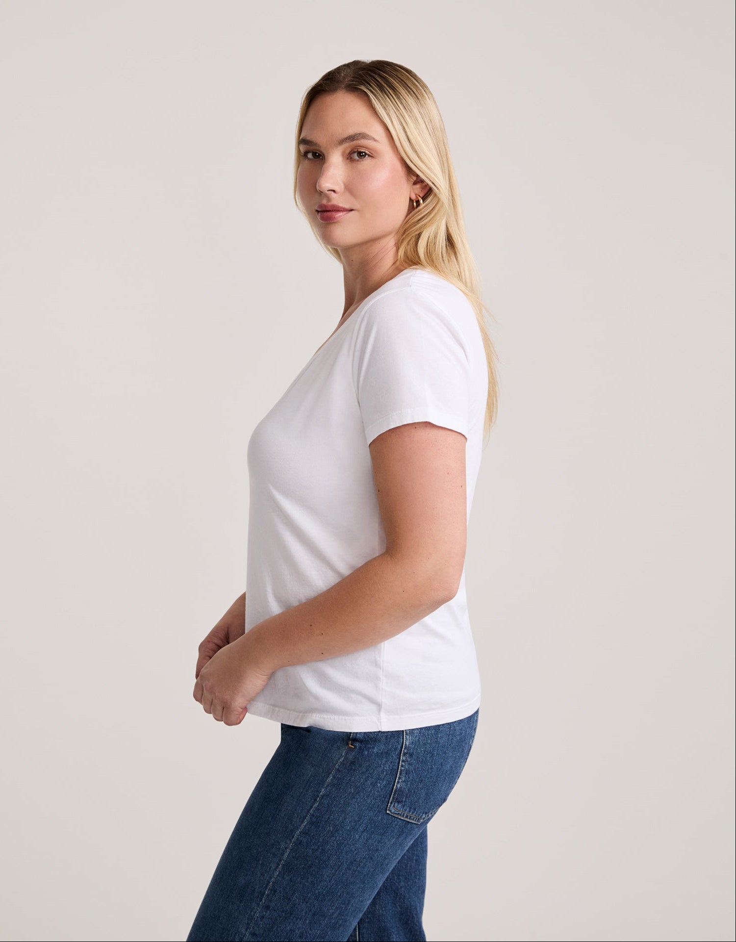 Charleston V Neck Tee - White