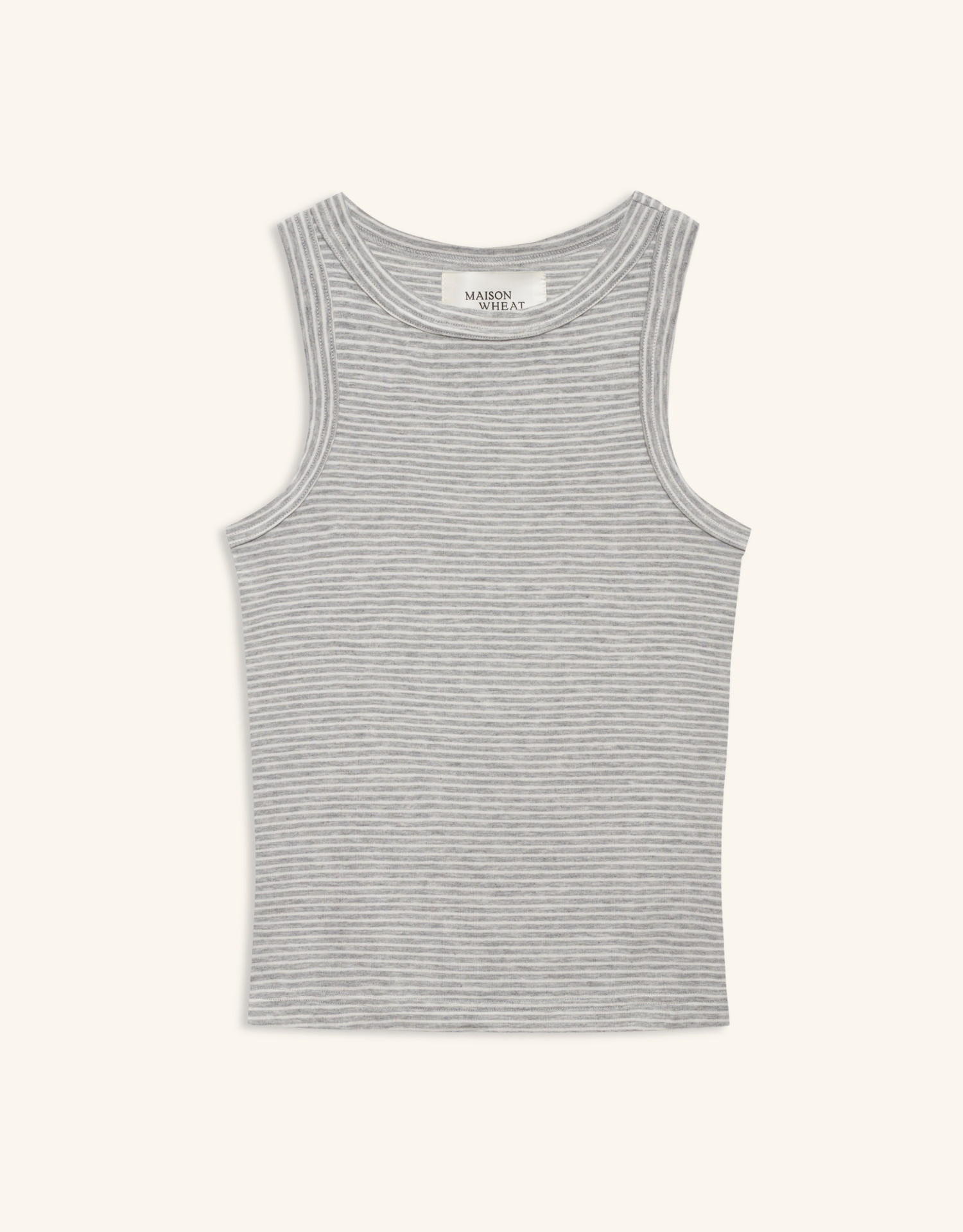 Asheville Tank - Heather Grey/White Stripe
