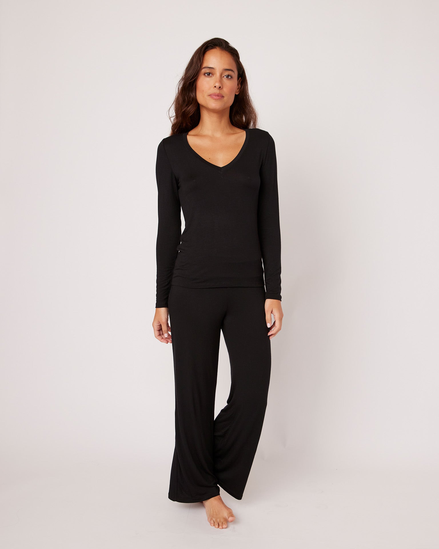 Memphis Long Sleeve V Neck Tee - Black