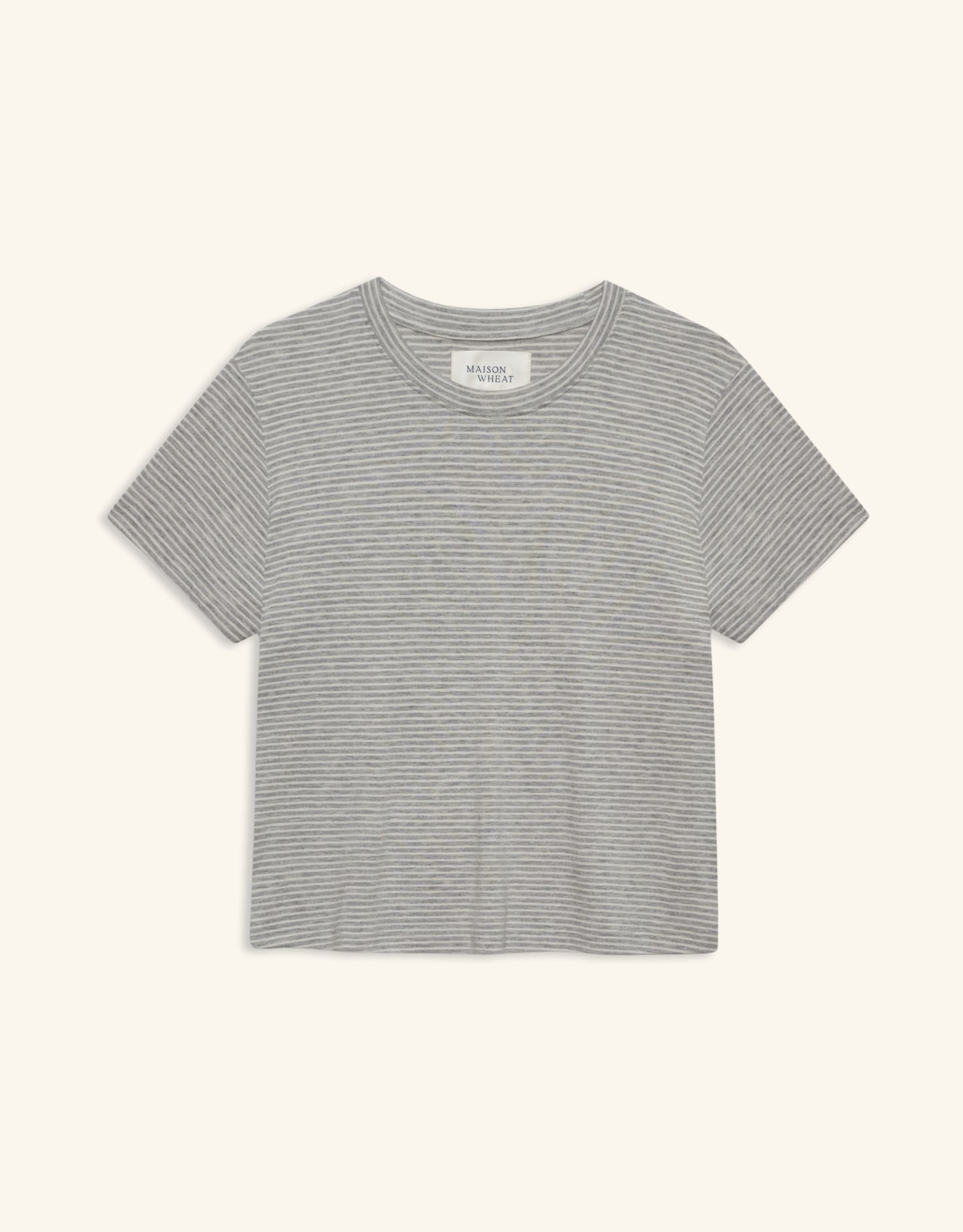 Brooklyn Tee - Heather Grey and White Stripe