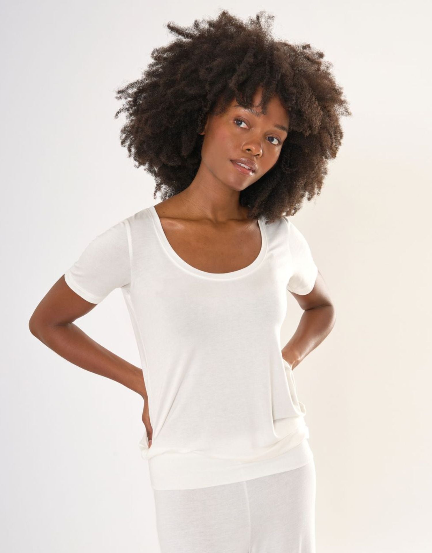 Boston Scoop Neck Tee - White