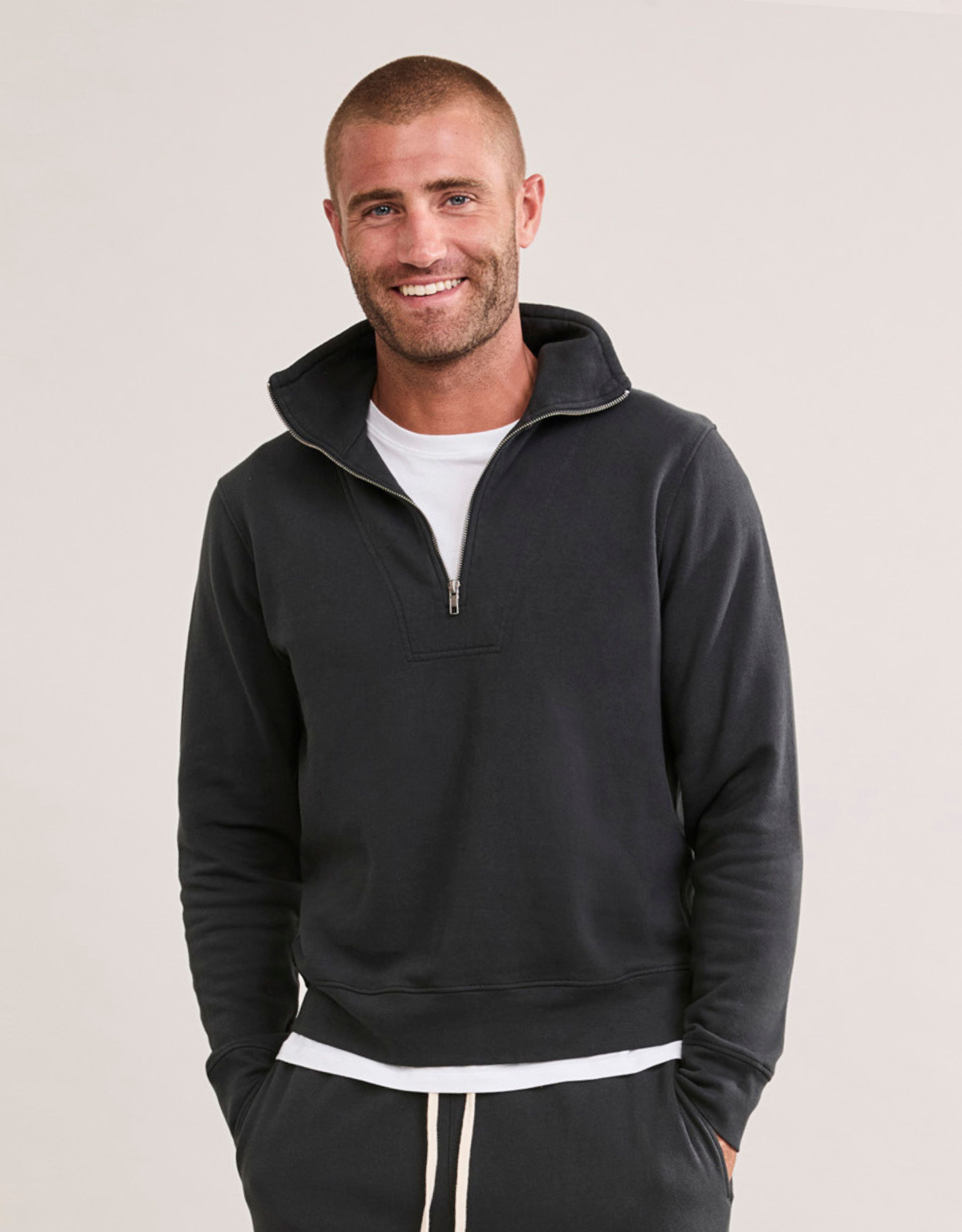 Oxford Unisex Quarter Zip - Washed Black