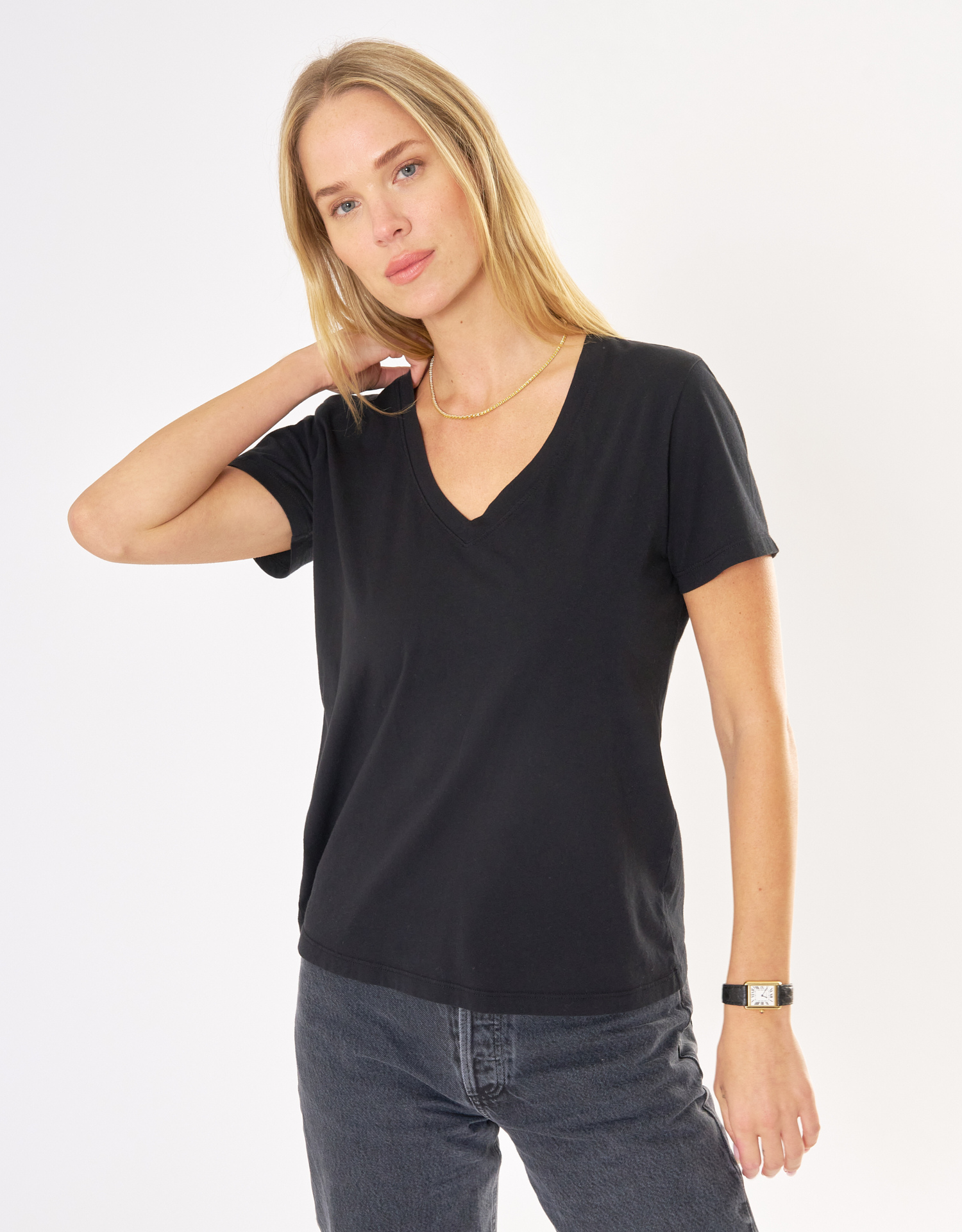 Charleston V Neck Tee - Black