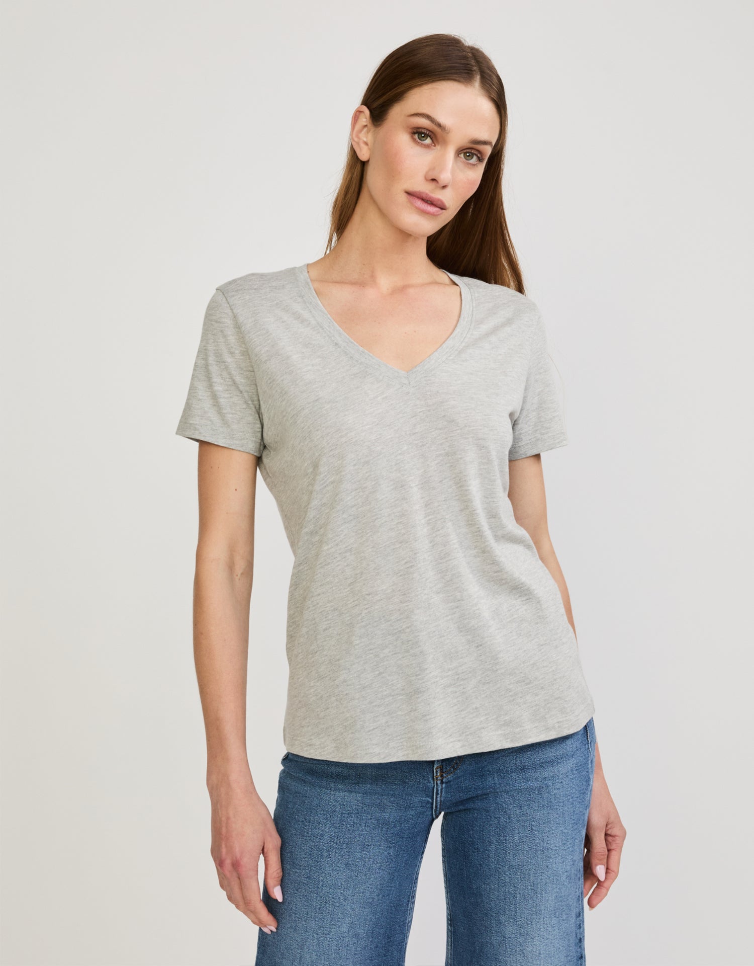 Charleston V Neck Tee - Heather Grey