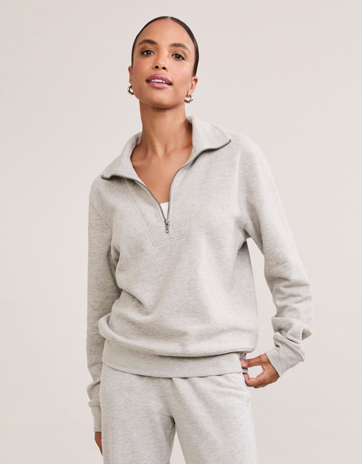 Oxford Quarter Zip Heather Grey