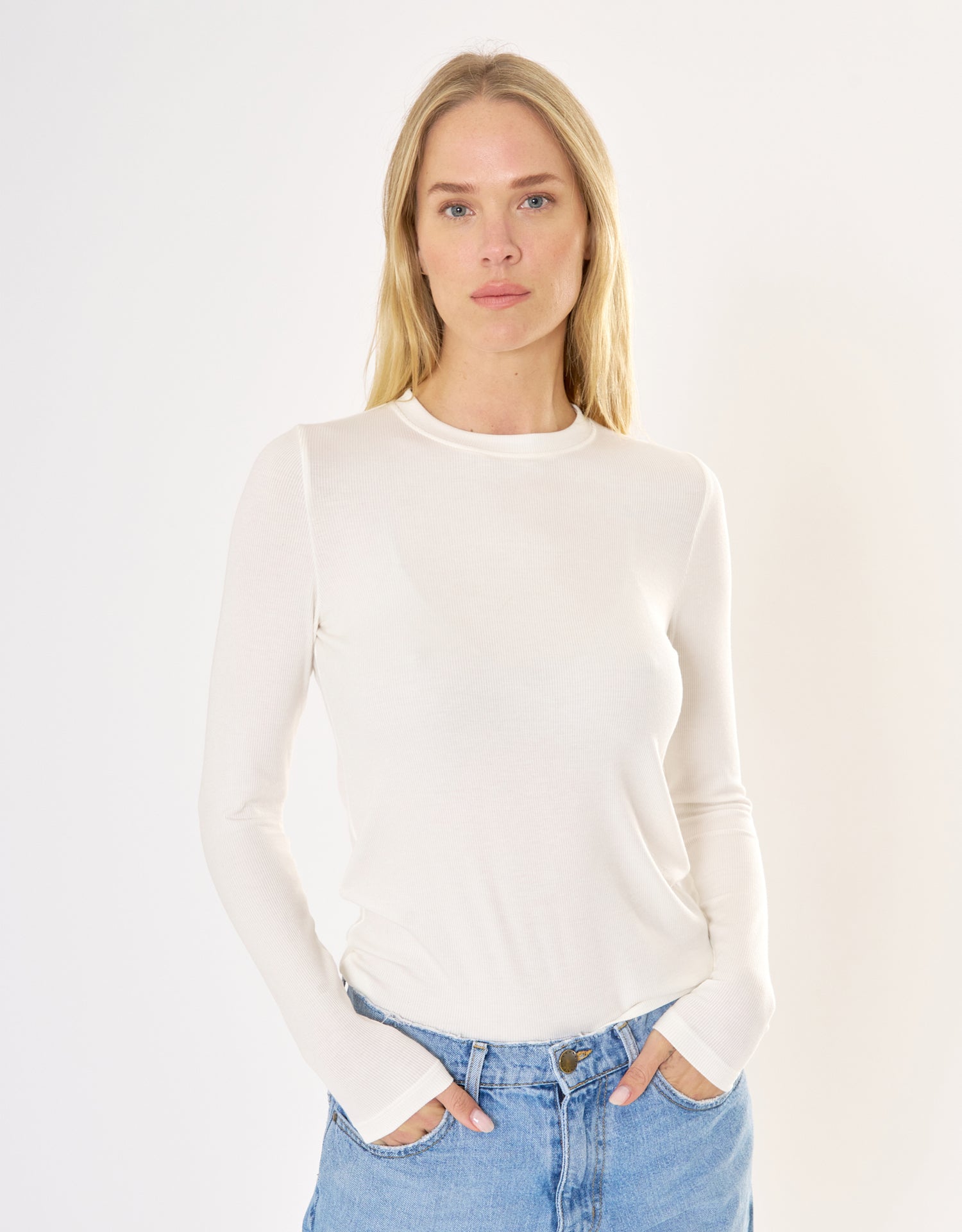 Chicago Ribbed Long Sleeve - White