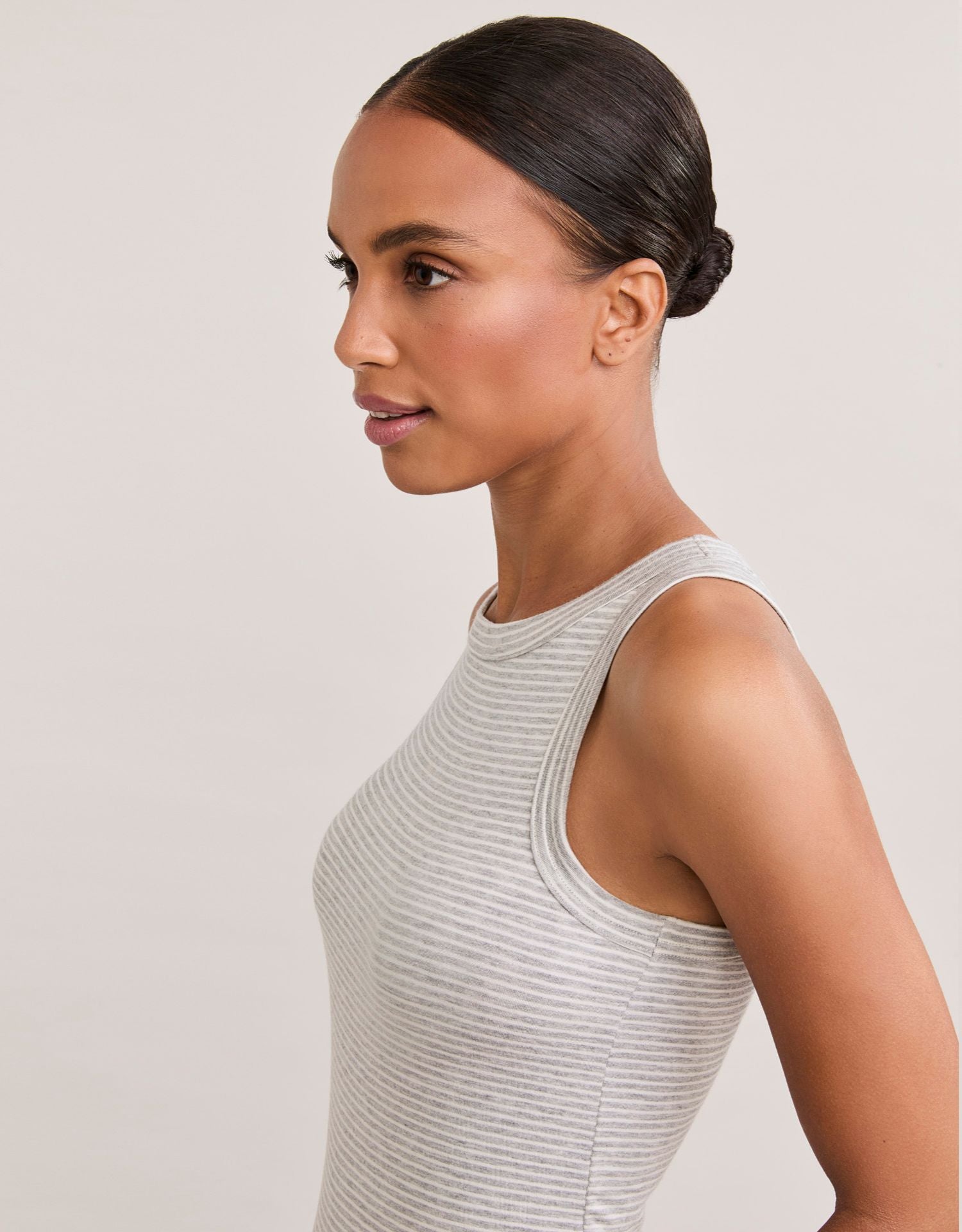 Asheville Tank - Heather Grey/White Stripe