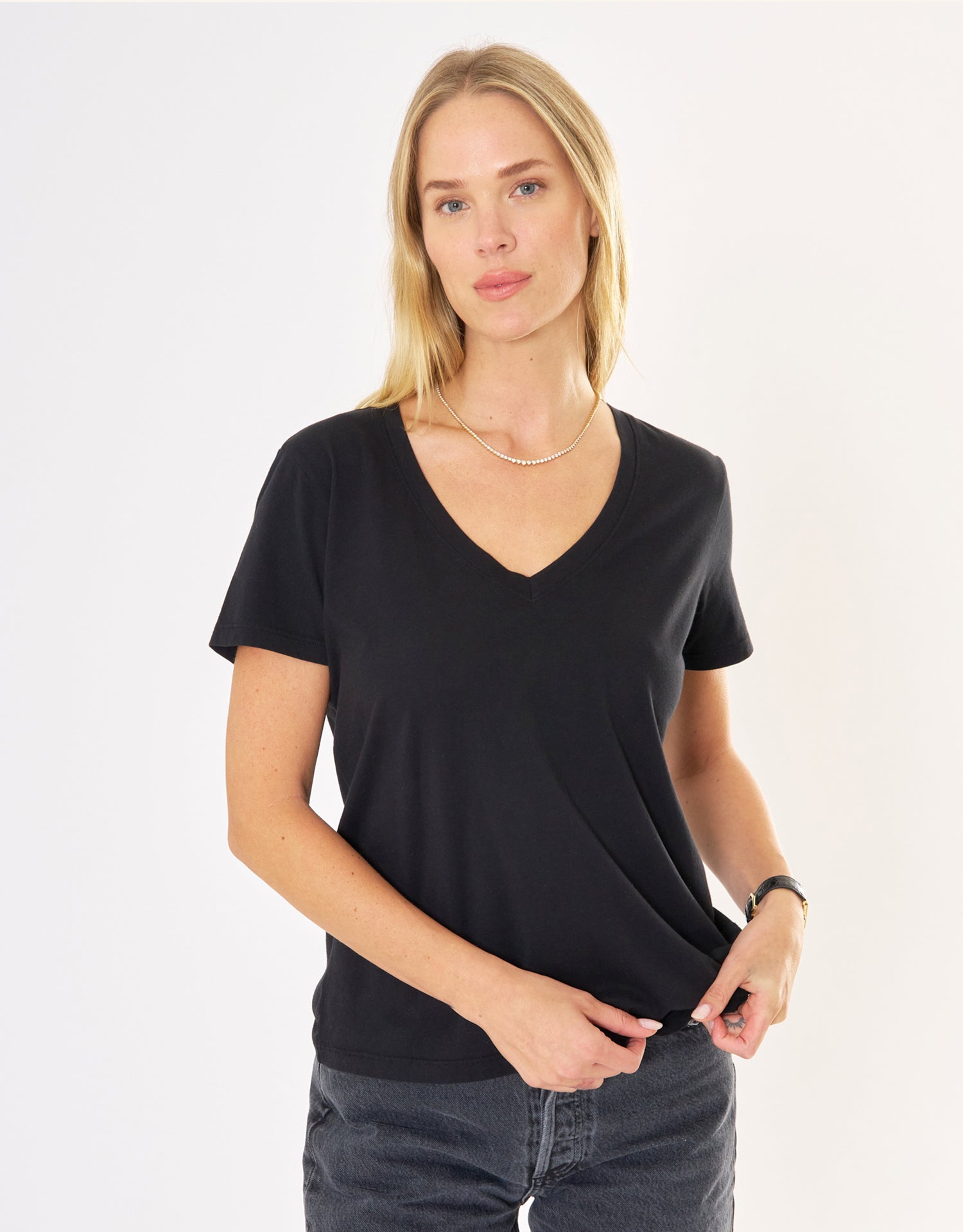 Charleston V Neck Tee - Black