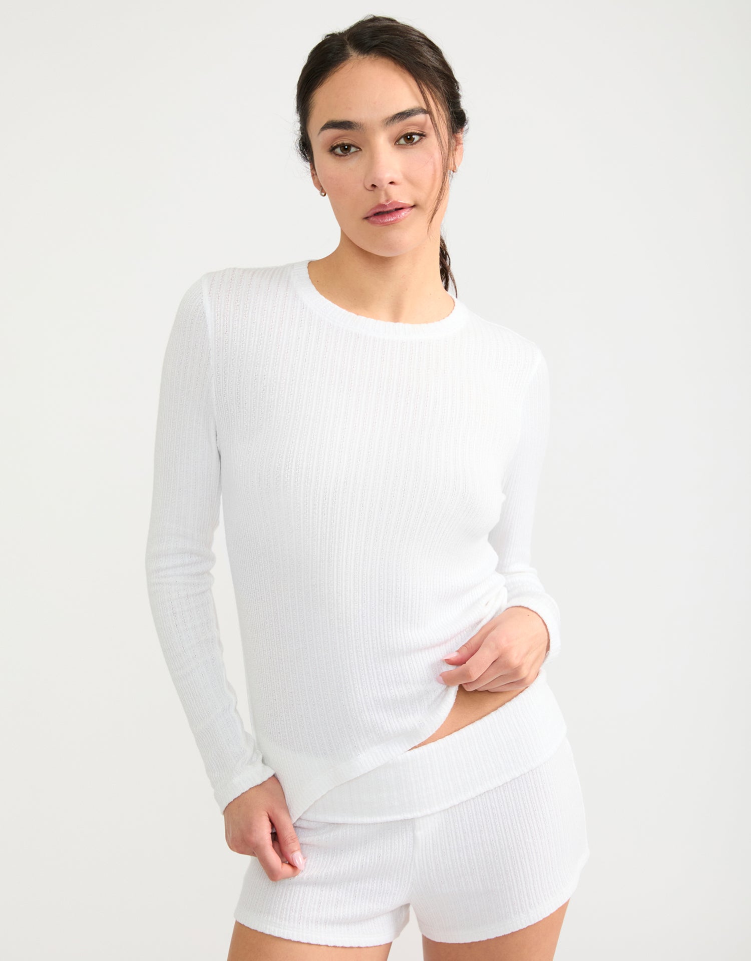 Westlake Pointelle Longsleeve - Pearl