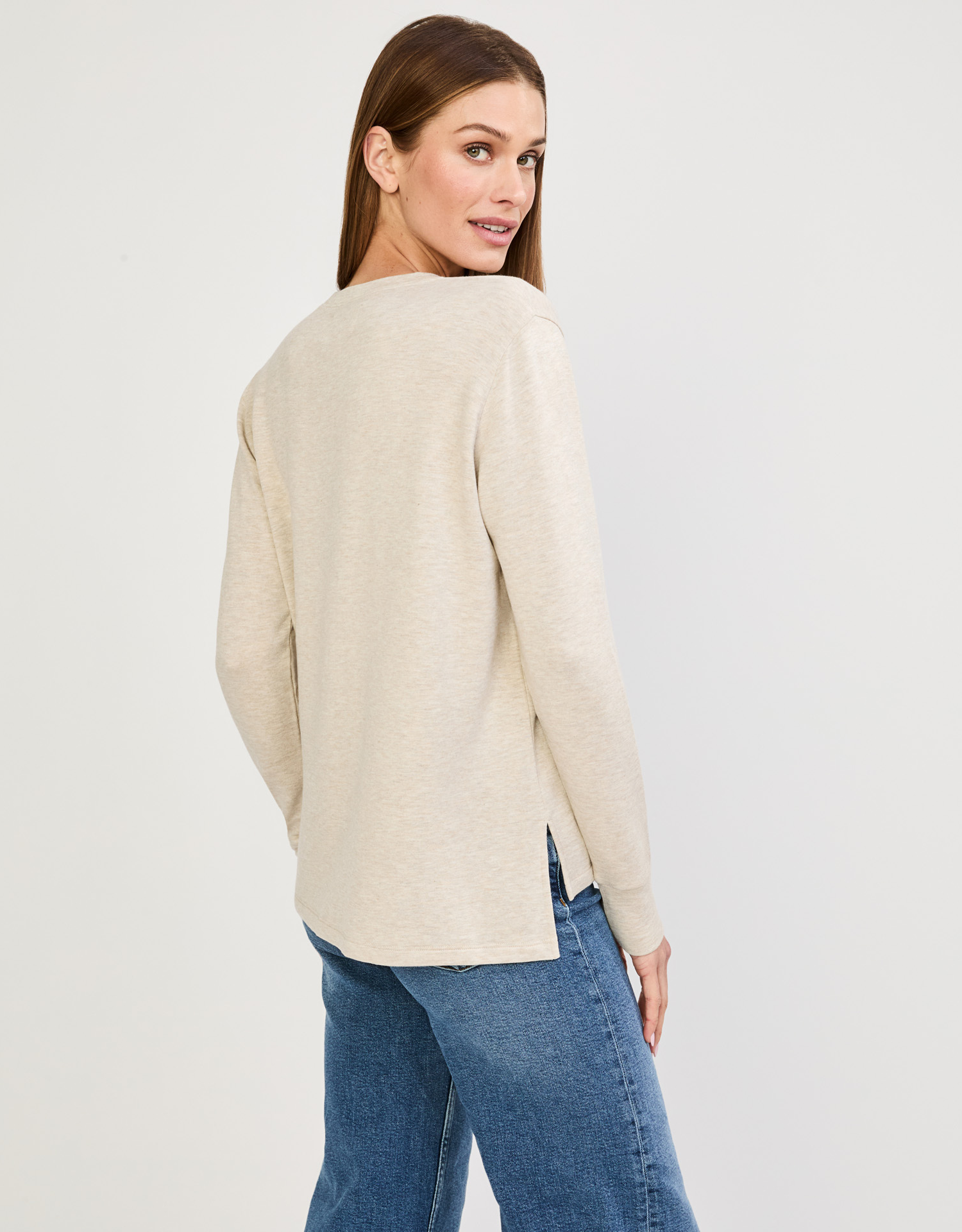 Houston Long Sleeve V Neck - Oatmeal