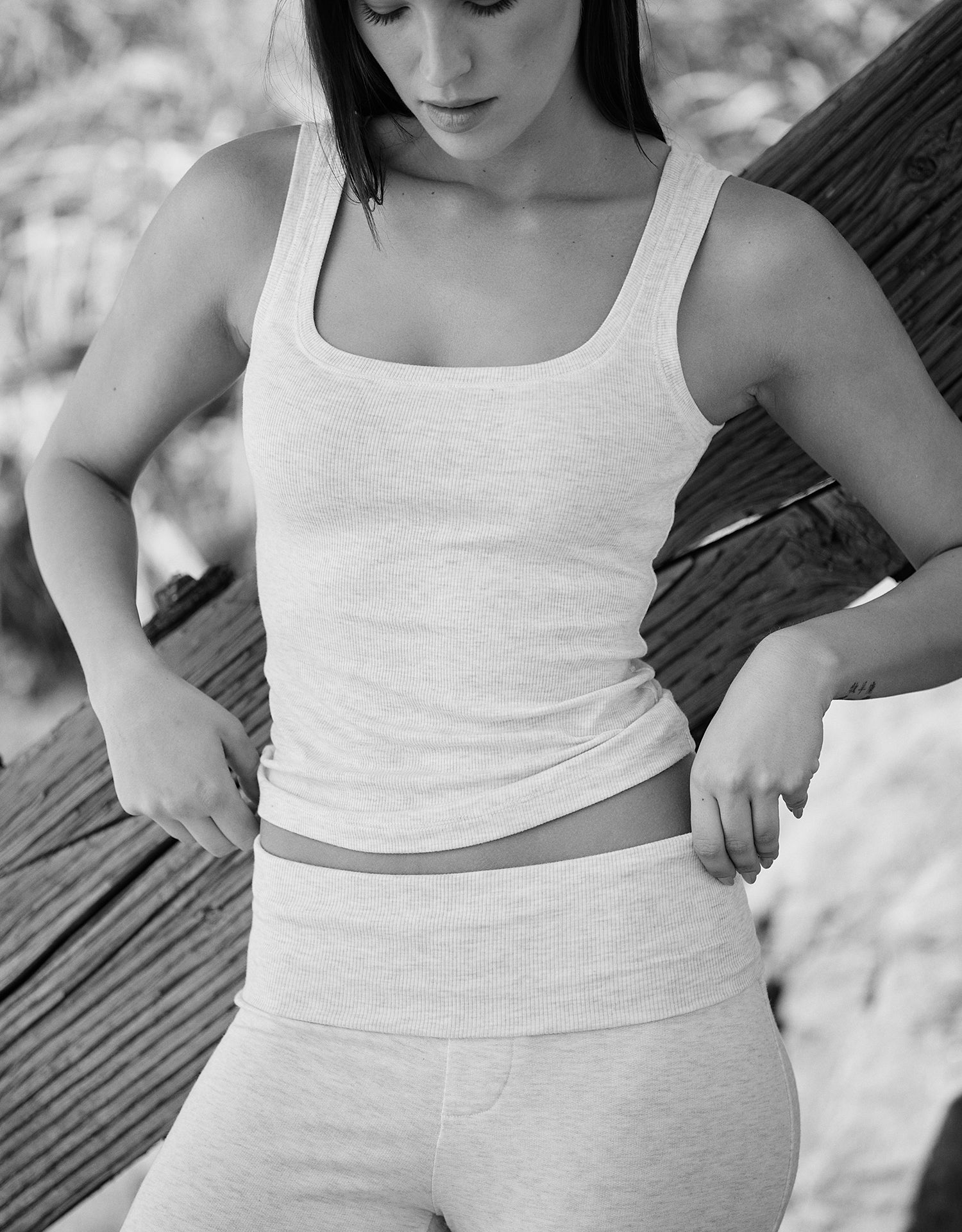 Franklin Ribbed Square Neck Tank - Black