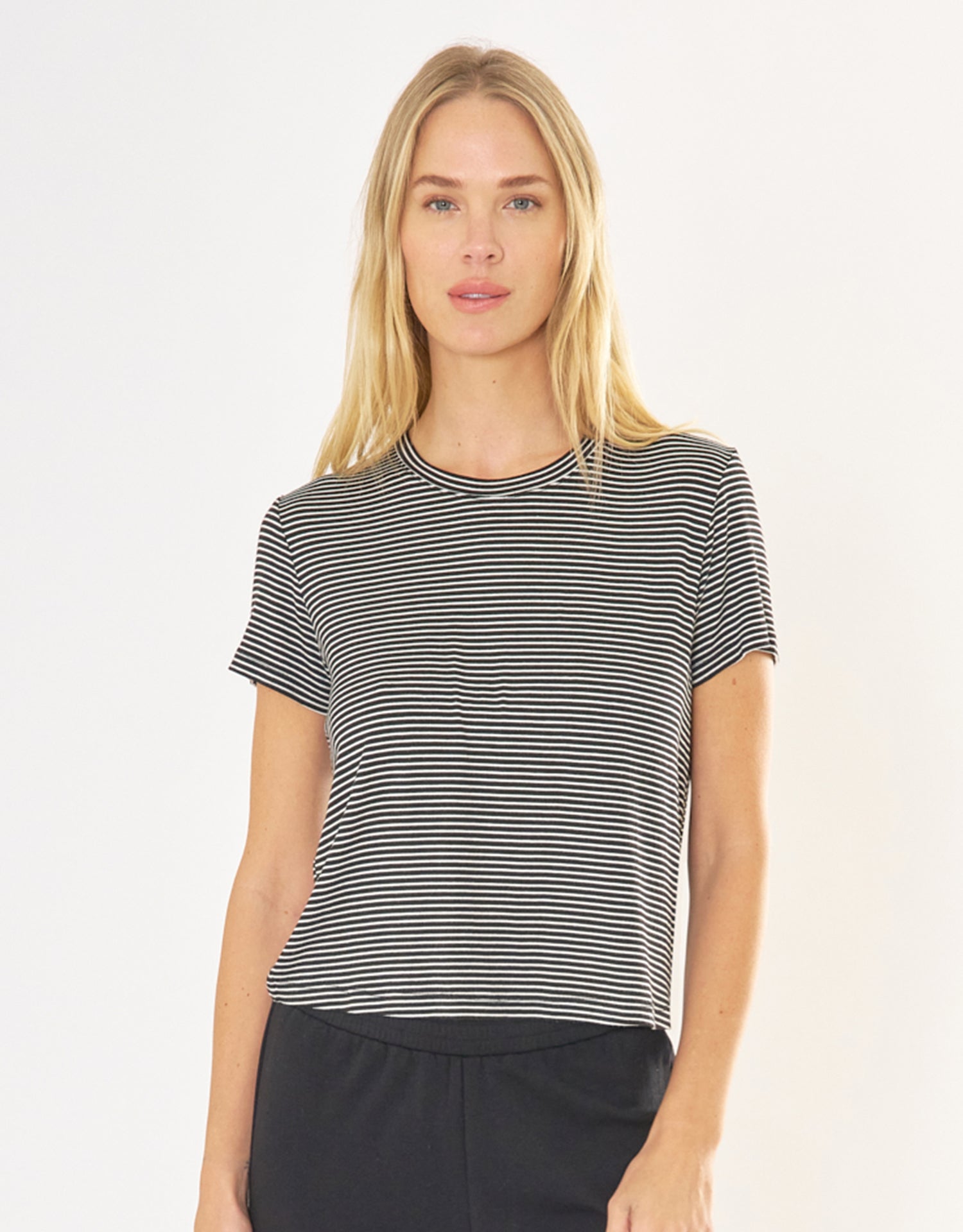 Brooklyn Tee - Black and White Stripe