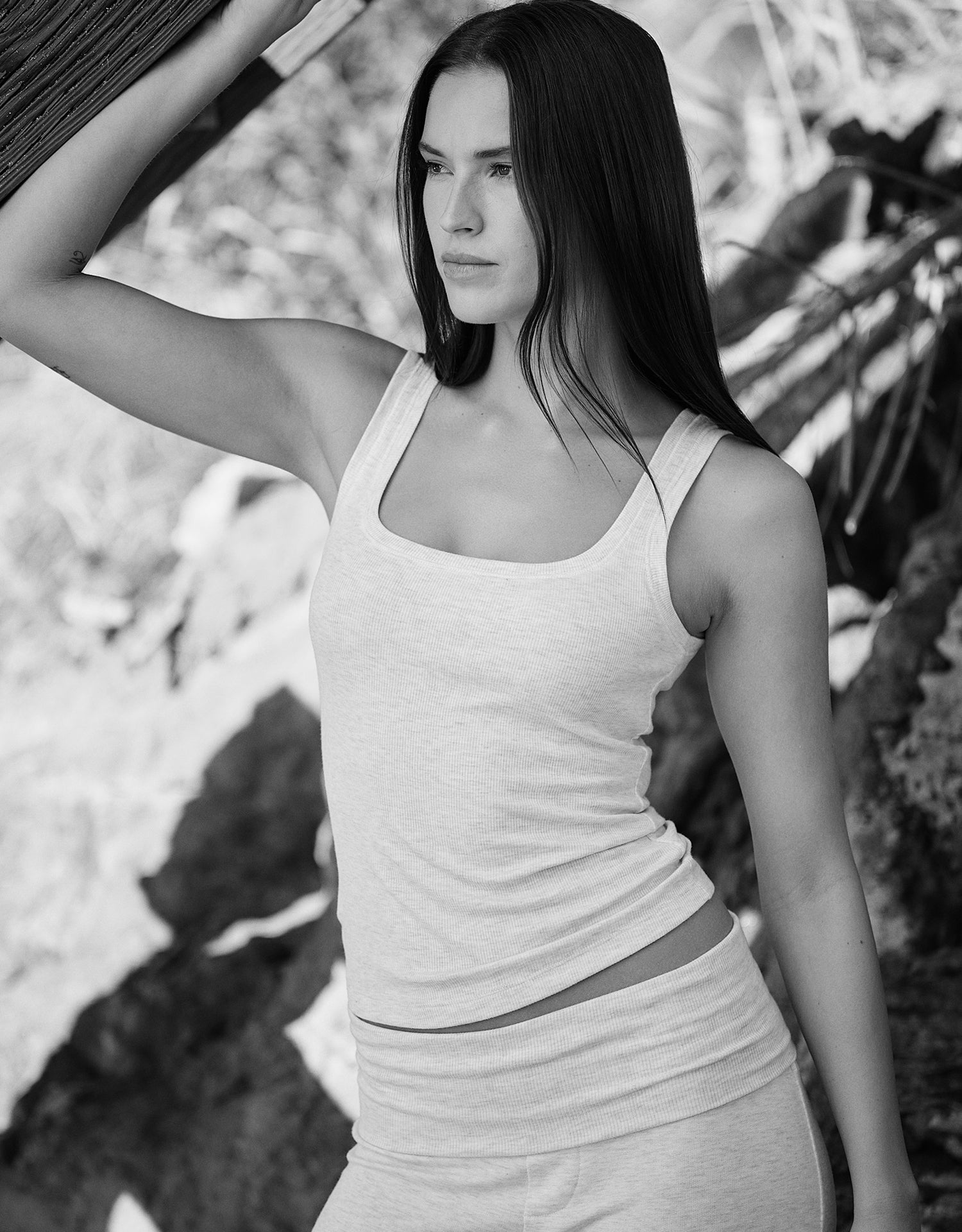 Franklin Ribbed Square Neck Tank - White