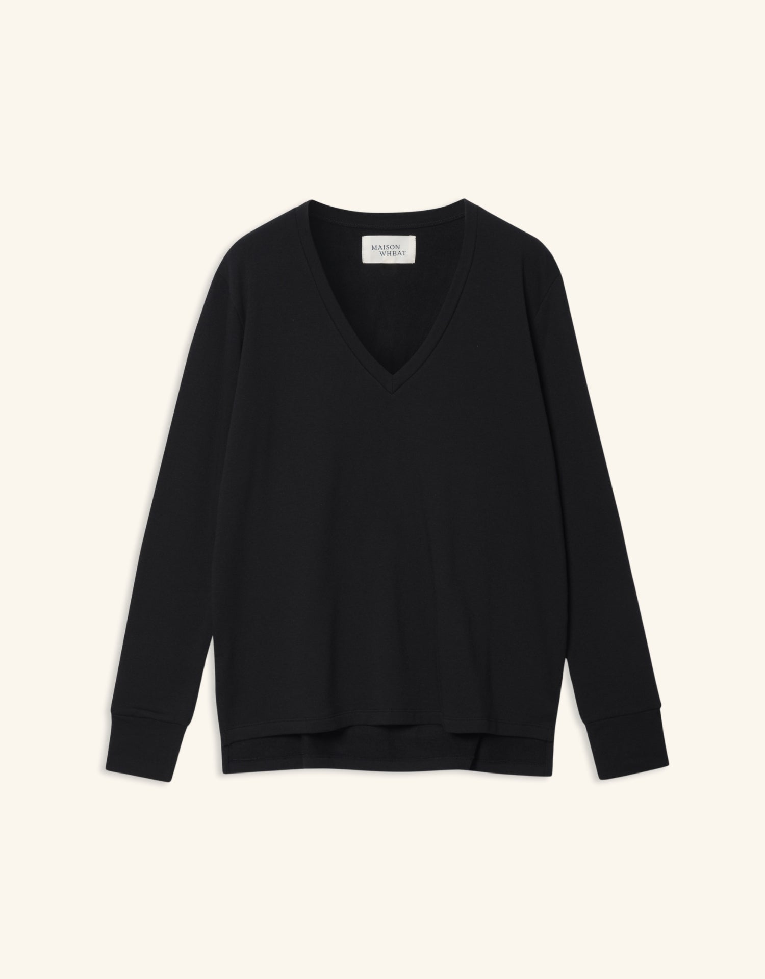 Houston Long Sleeve V Neck - Black