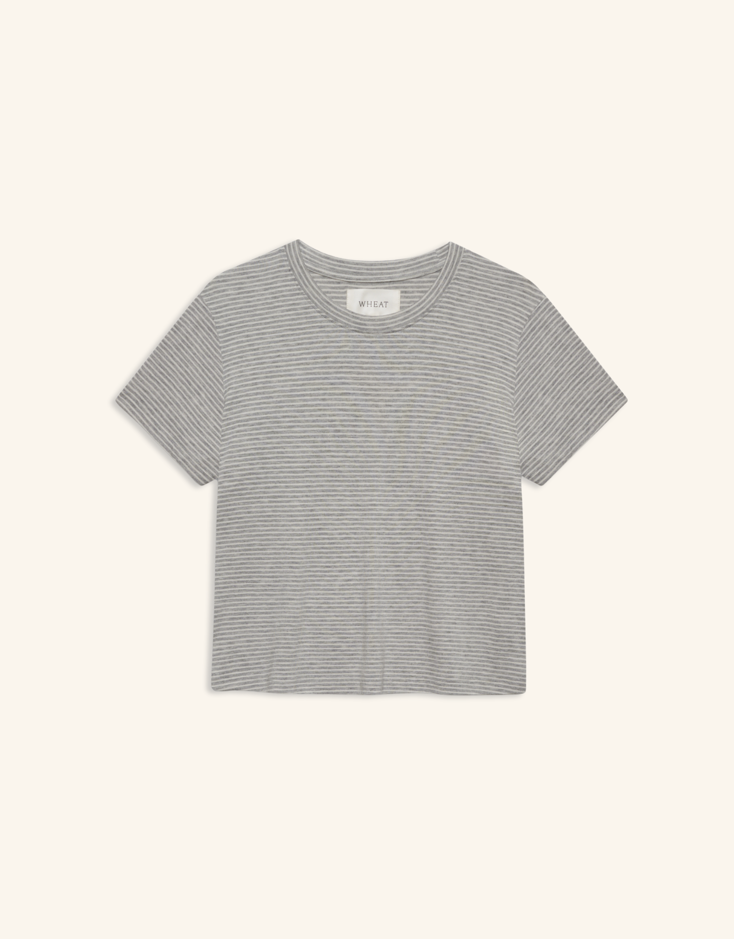 Brooklyn Tee - Heather Grey and White Stripe