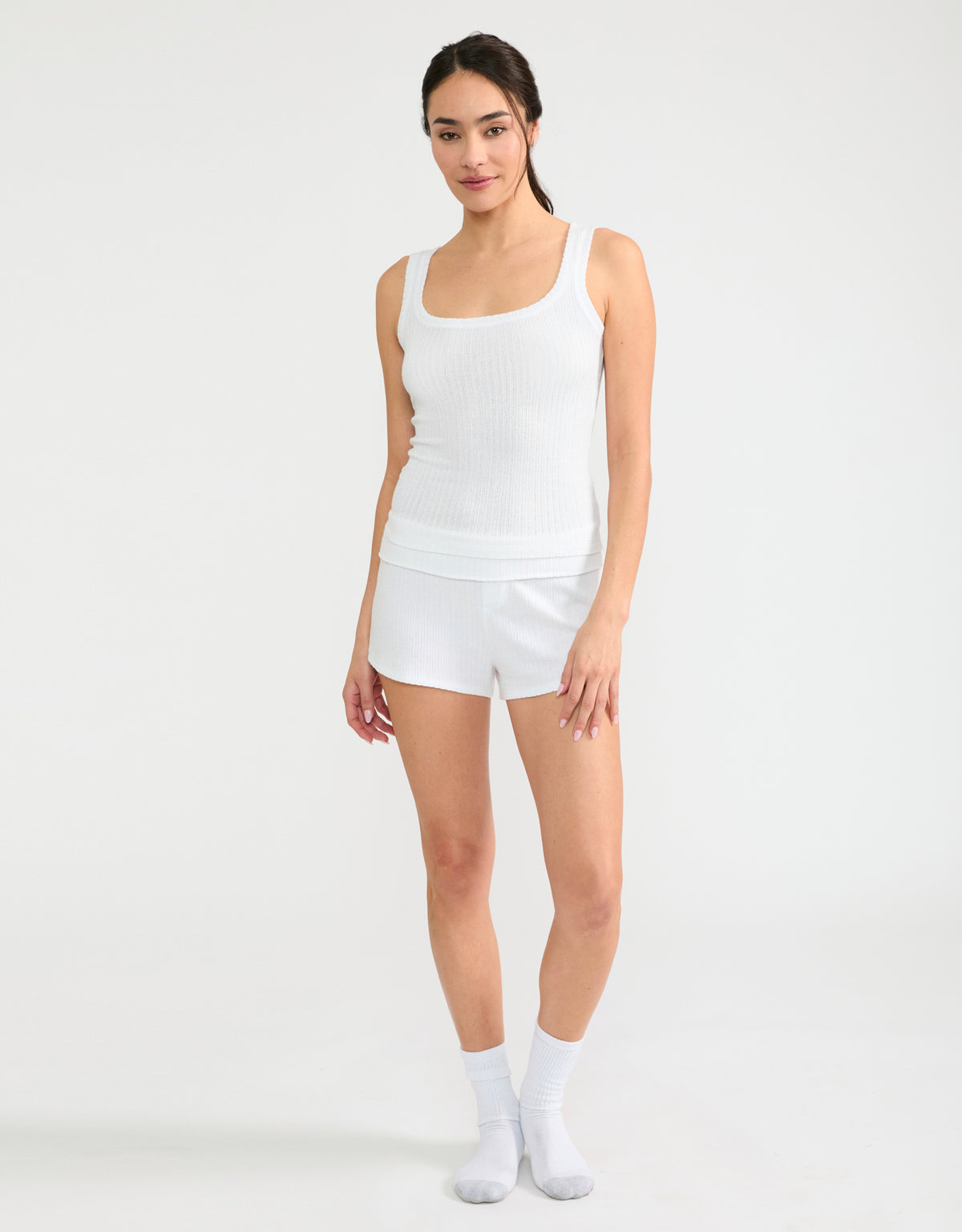 Santa Barbara Pointelle Tank - Pearl