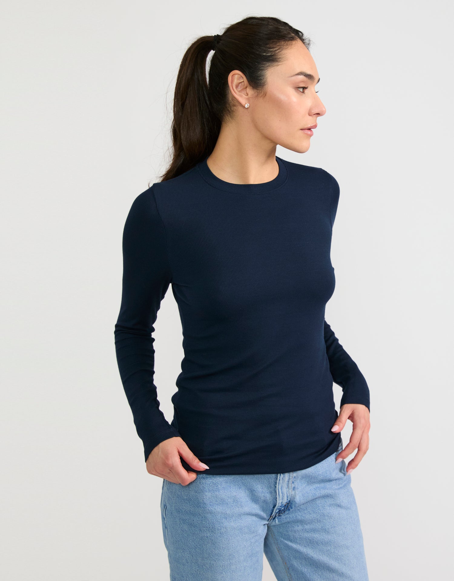 Chicago Ribbed Long Sleeve - Navy
