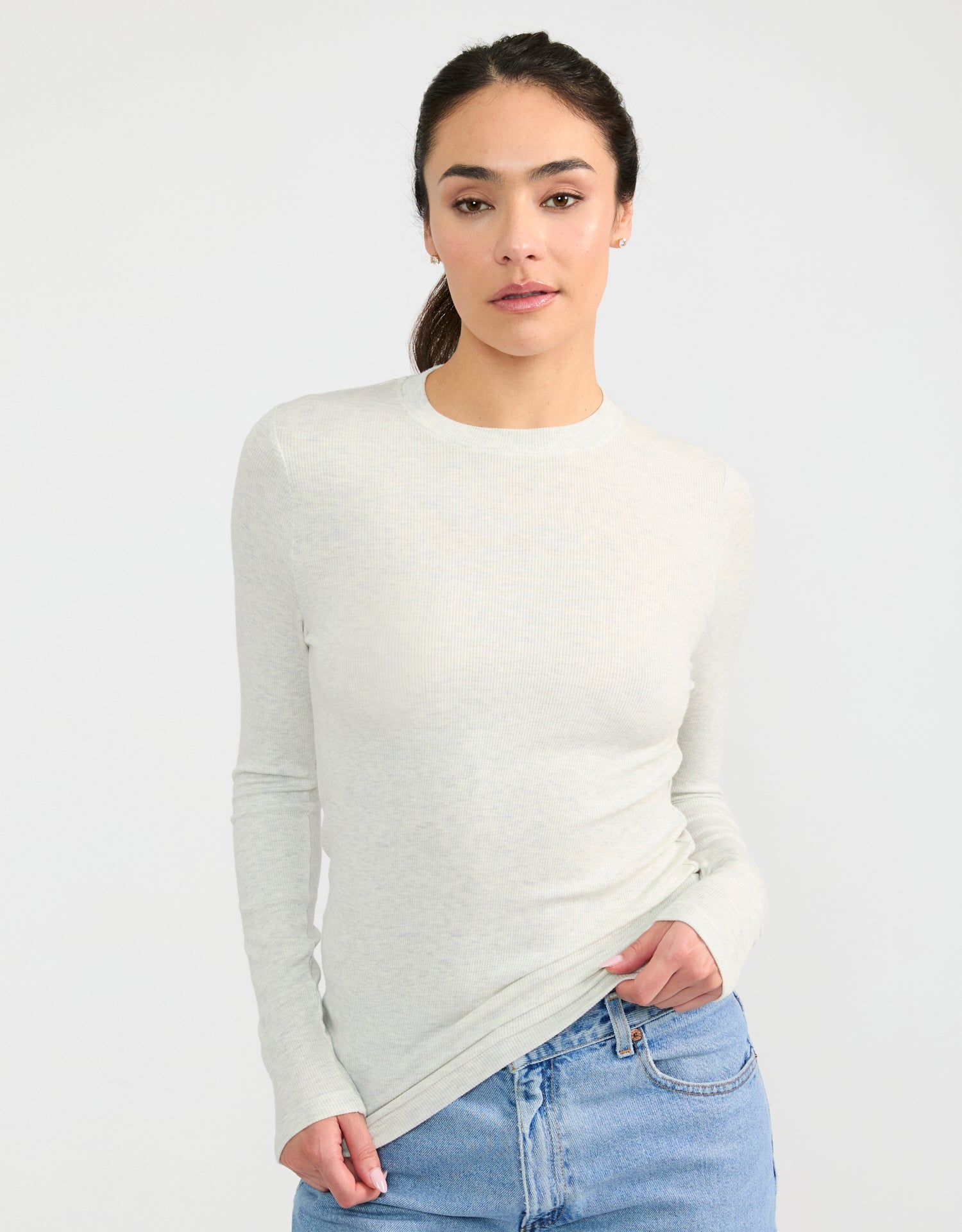 Chicago Ribbed Long Sleeve - Heather Ash