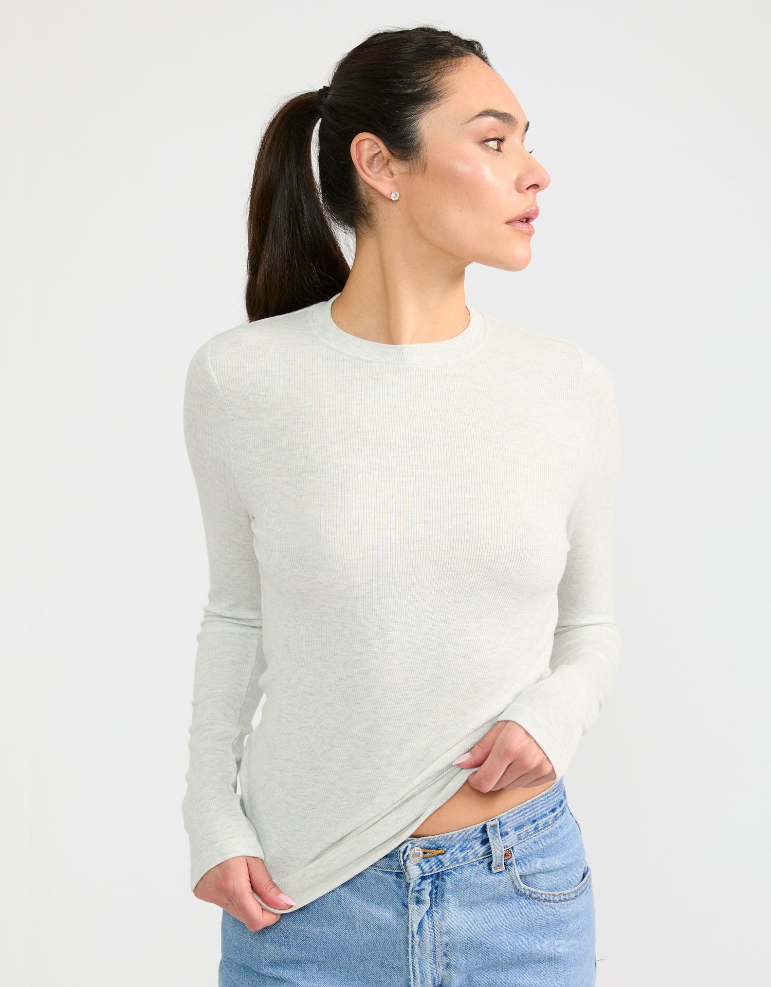 Chicago Ribbed Long Sleeve - Heather Ash