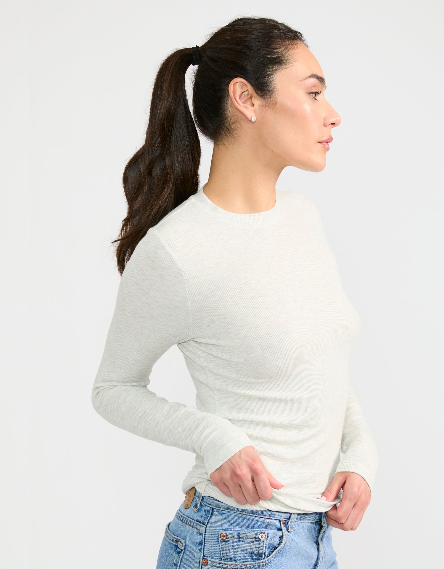 Chicago Ribbed Long Sleeve - Heather Ash